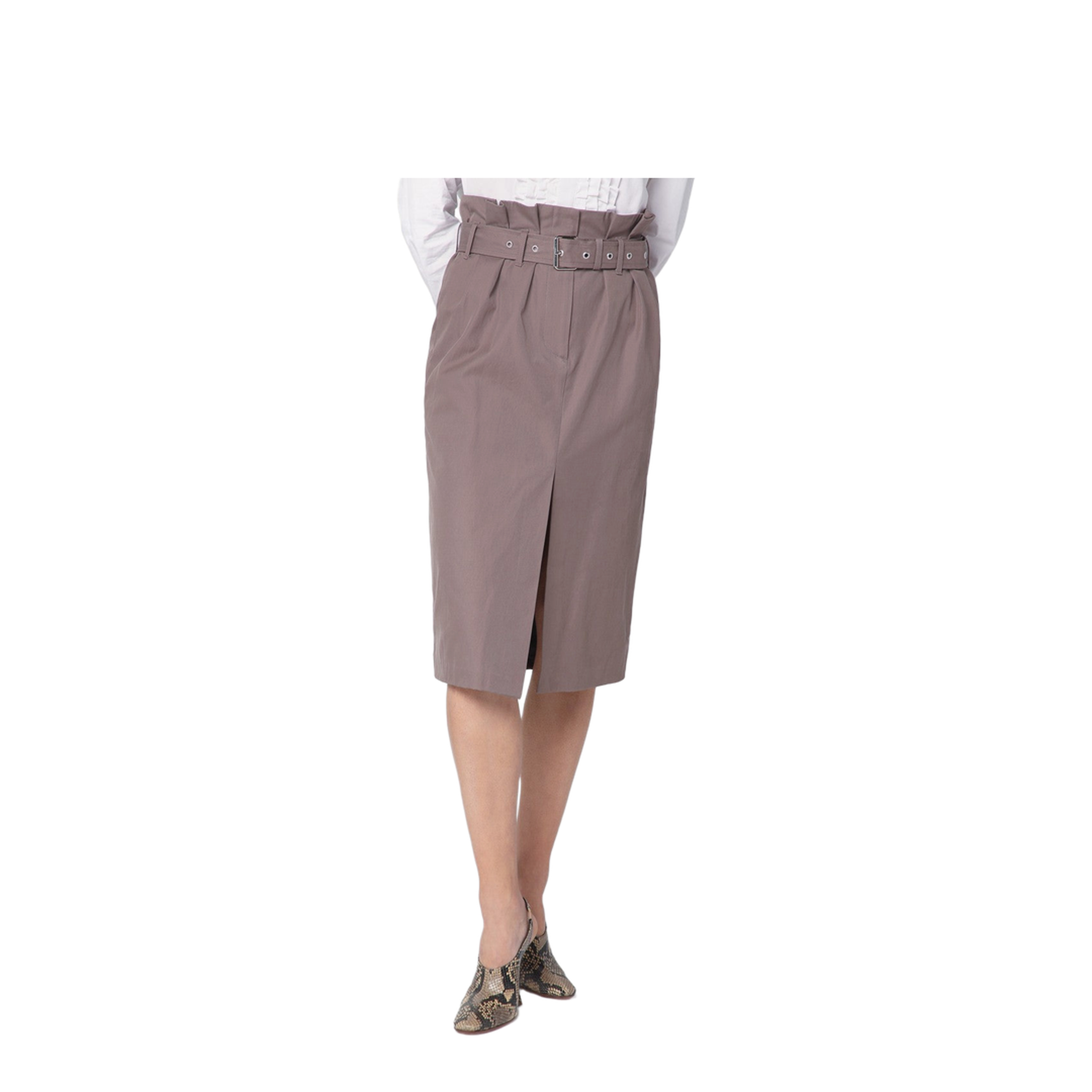 Taupe Skirt in Cotton with Belt