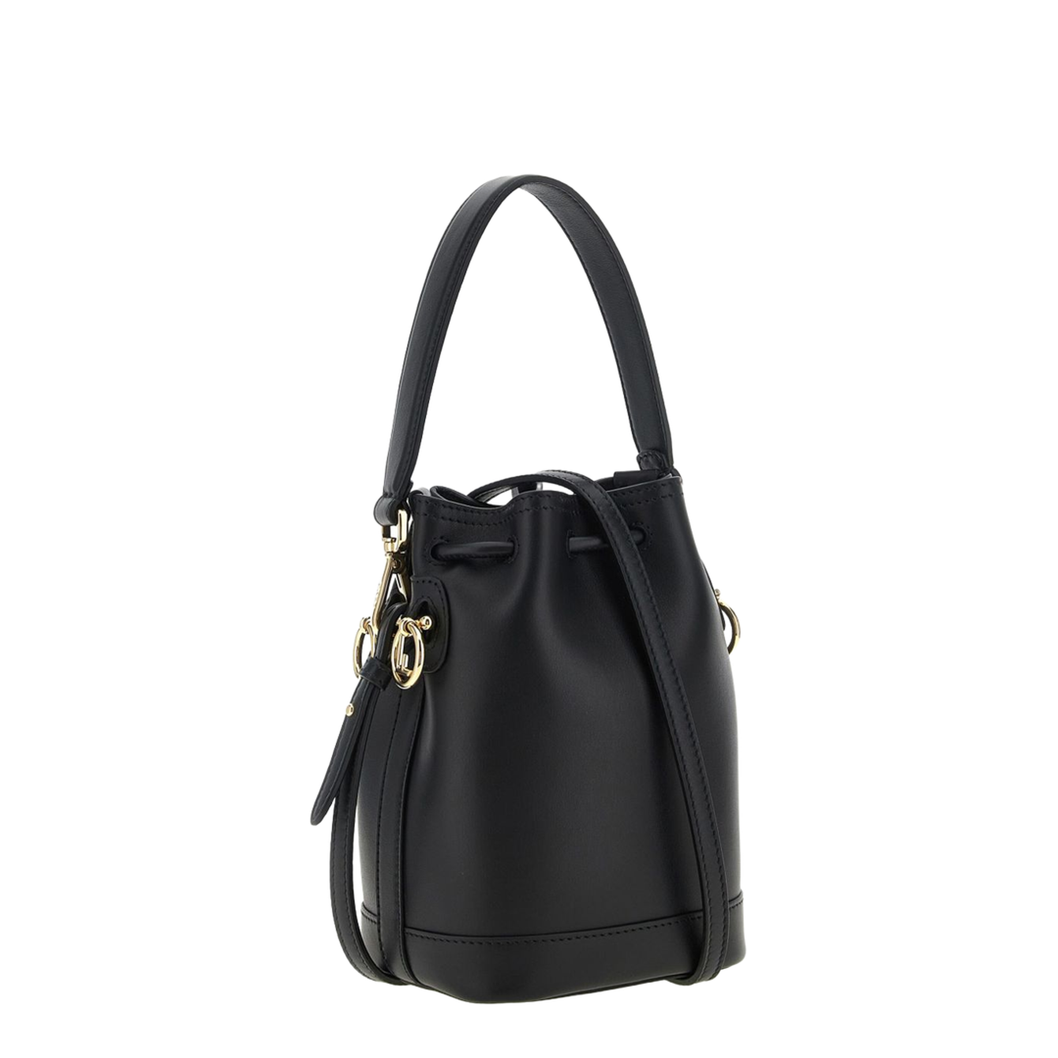 Mon Tresor Mini Leather Bucket Bags- Black