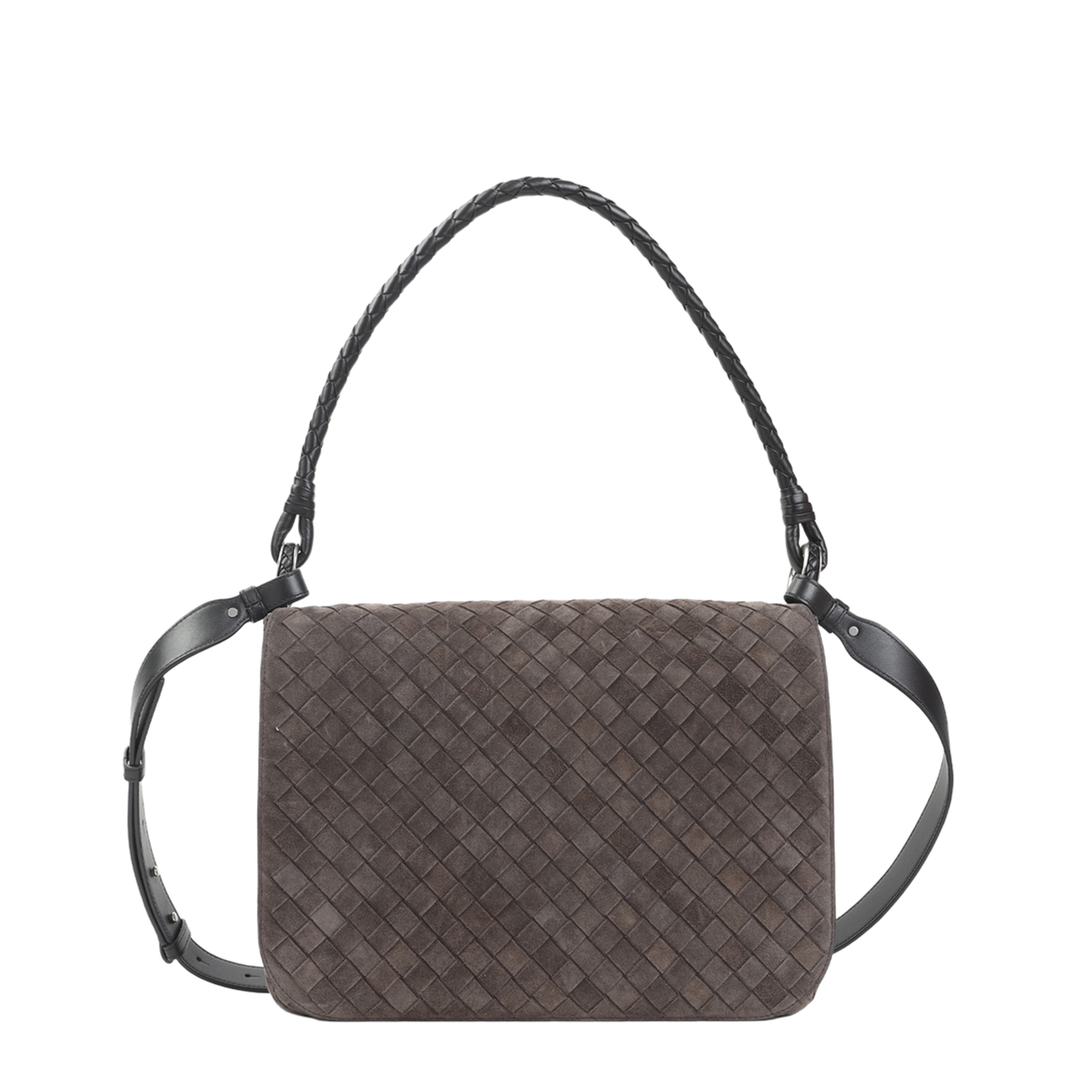 Intrecciato Suede Shoulder Bags - Brown