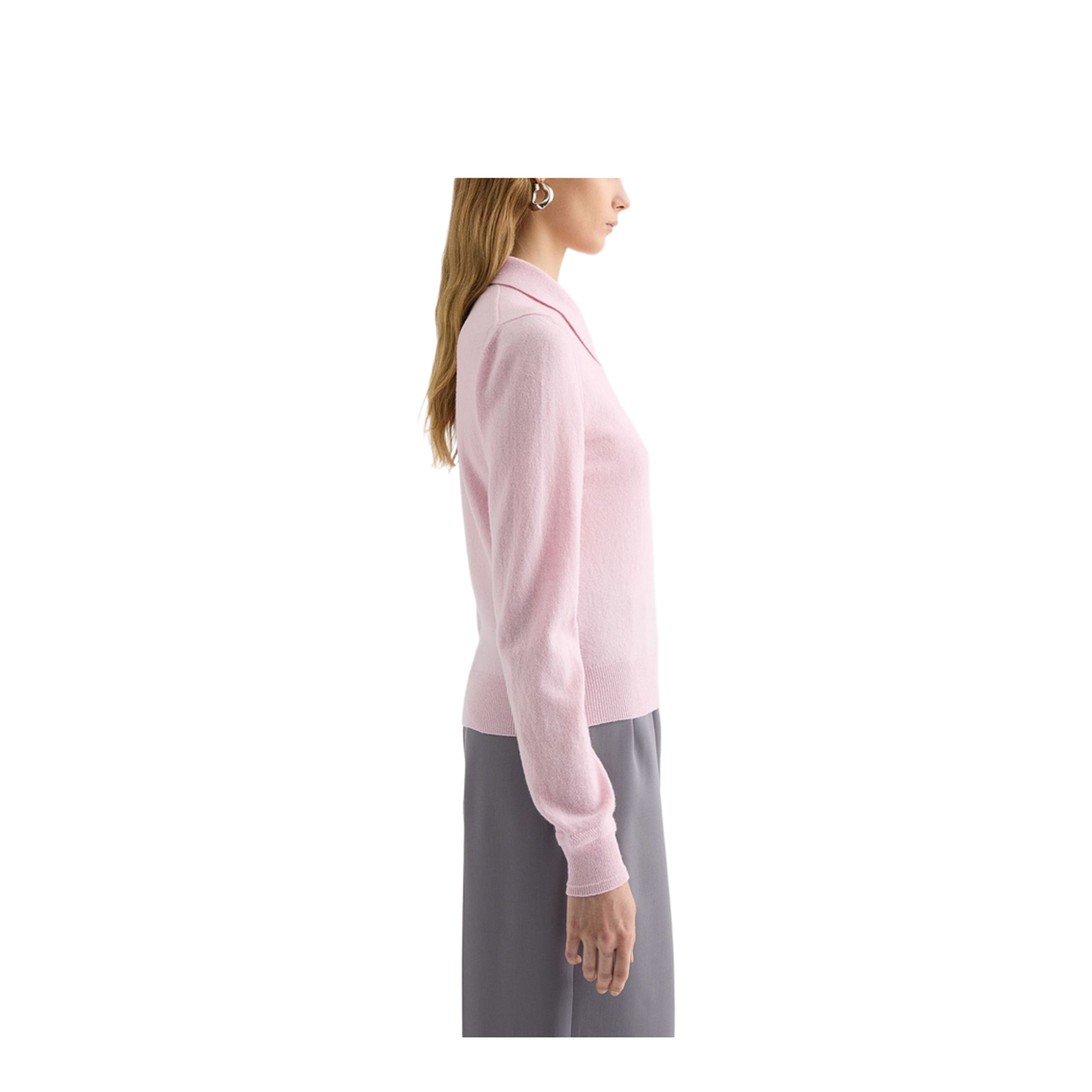 Lightweight Wool Polo Sweater Pink