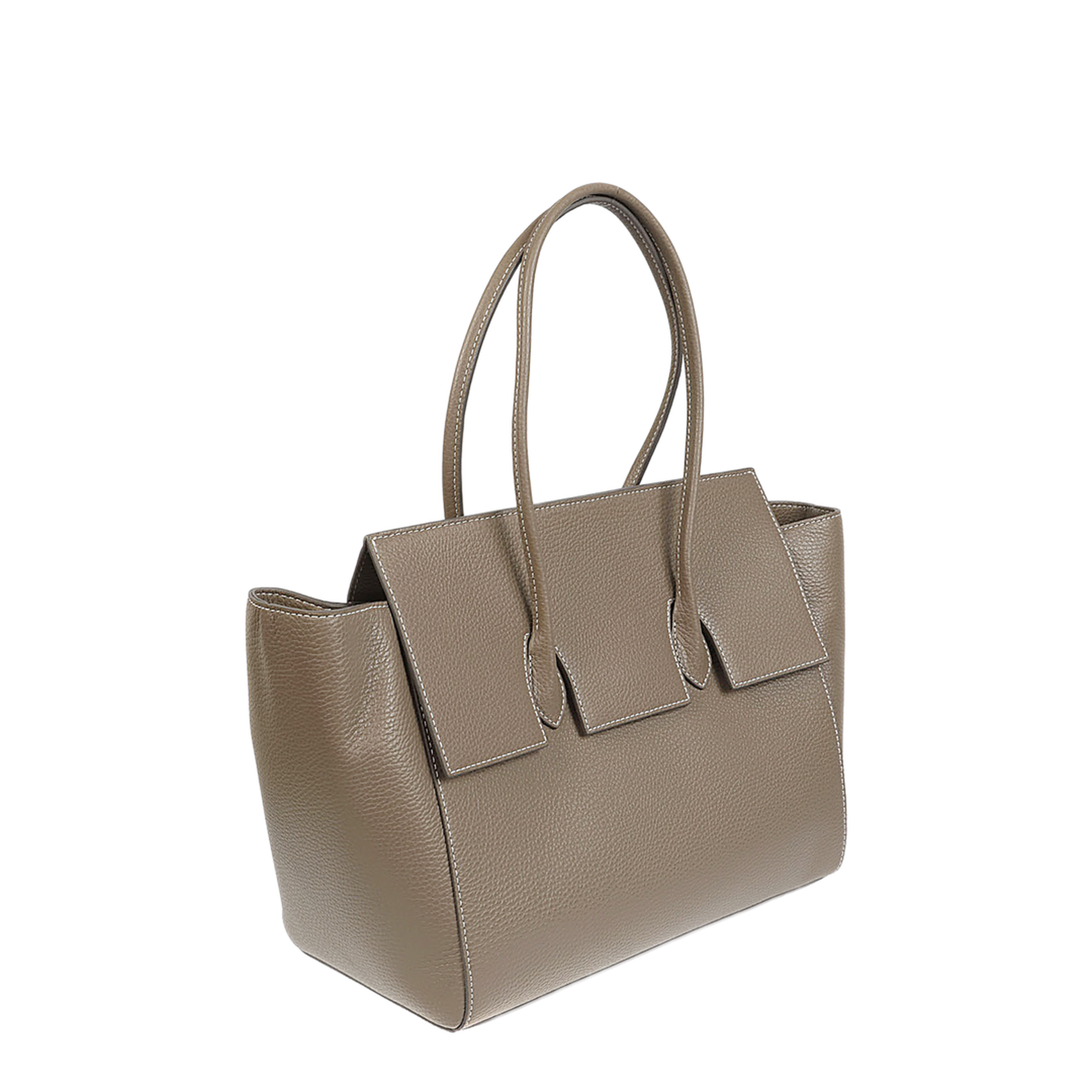 MAYFEYR - ROUNN - Felice Flap Leather Tote Bag - FELICEFLAP31TAUPE