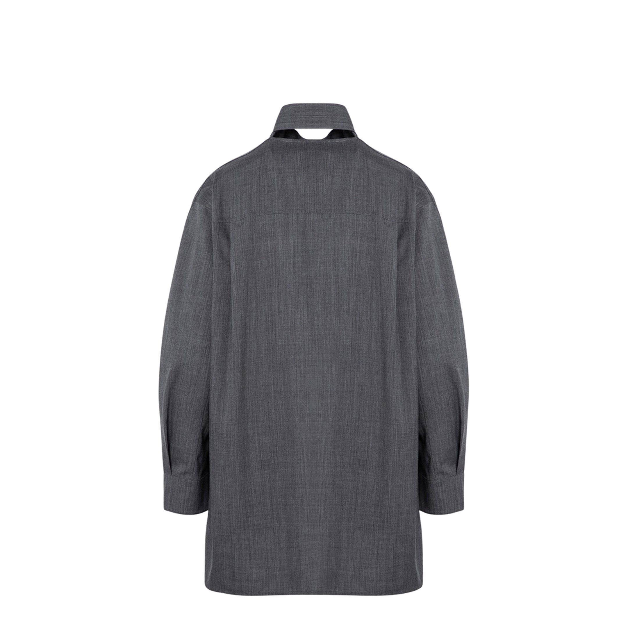 Grey Wool Shirt With Scarf