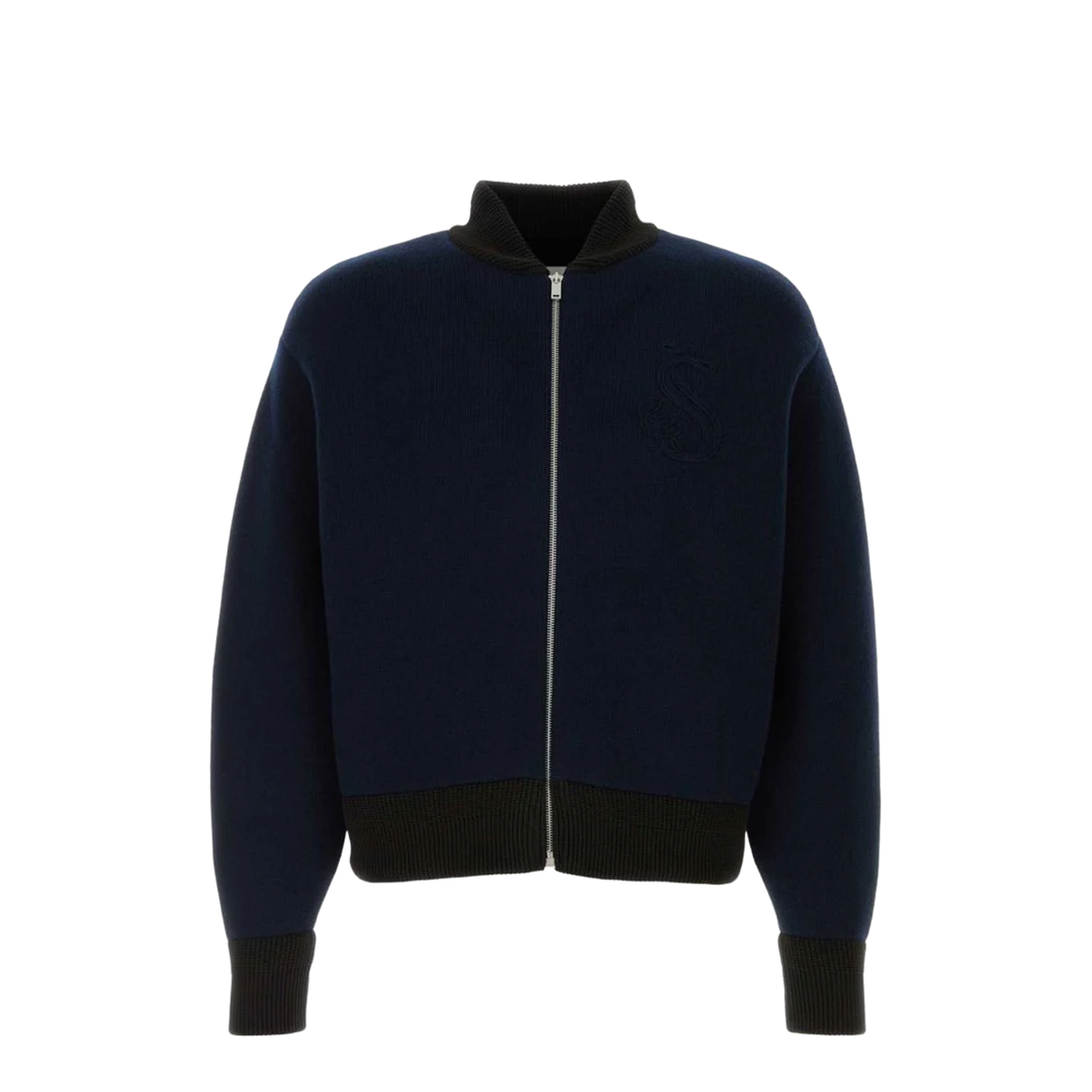 Dark Blue Wool Blend Cardigan