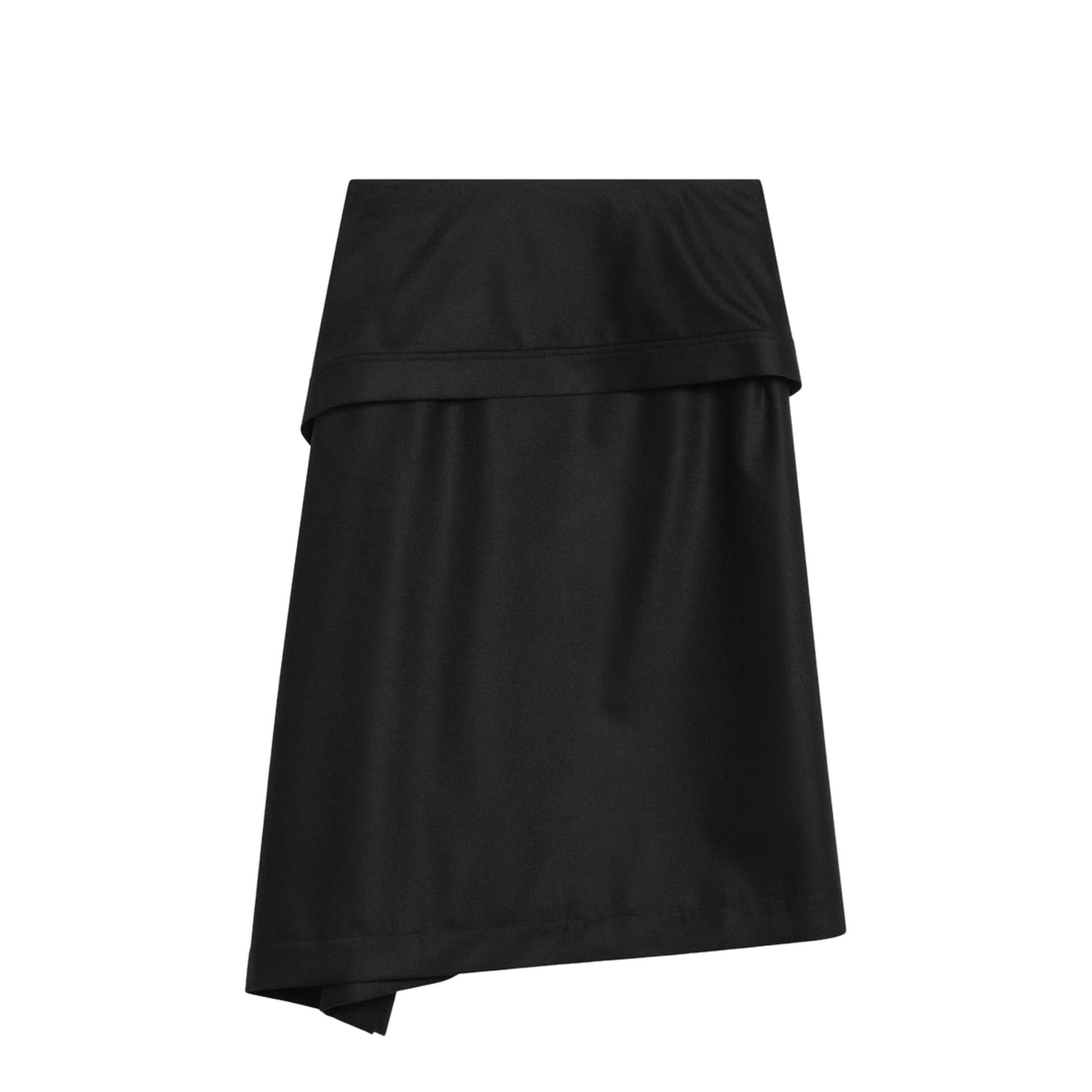 Asymmetric Black Skirt with Basque