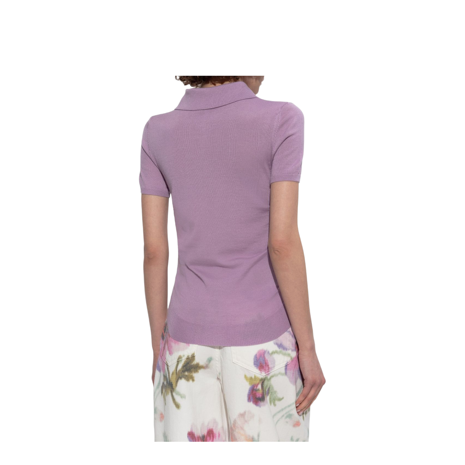 Short Sleeve Sweater in Cotton Blend White