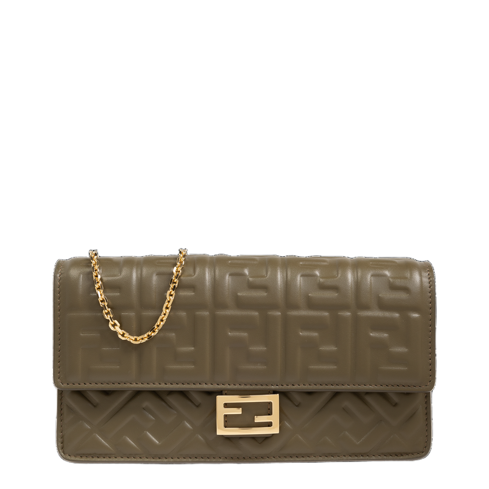 Wallet On Chain Baguette Leather Green
