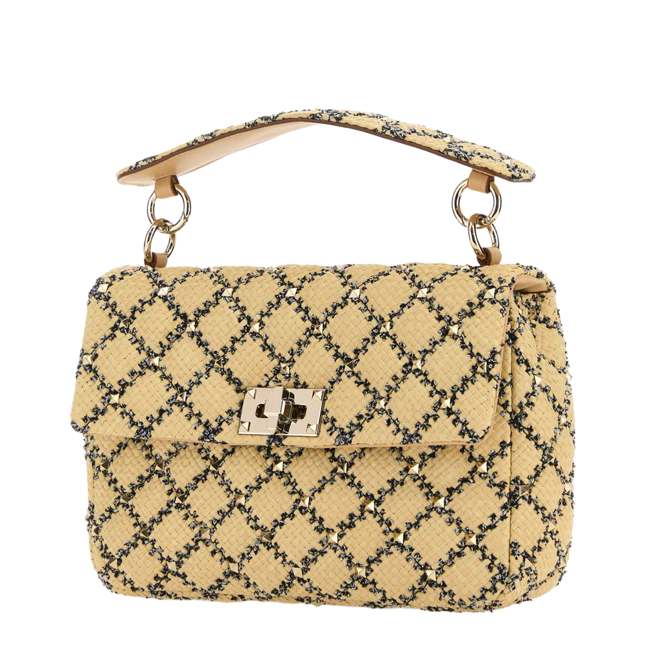 Garavani Raffia Rockstud Handbag