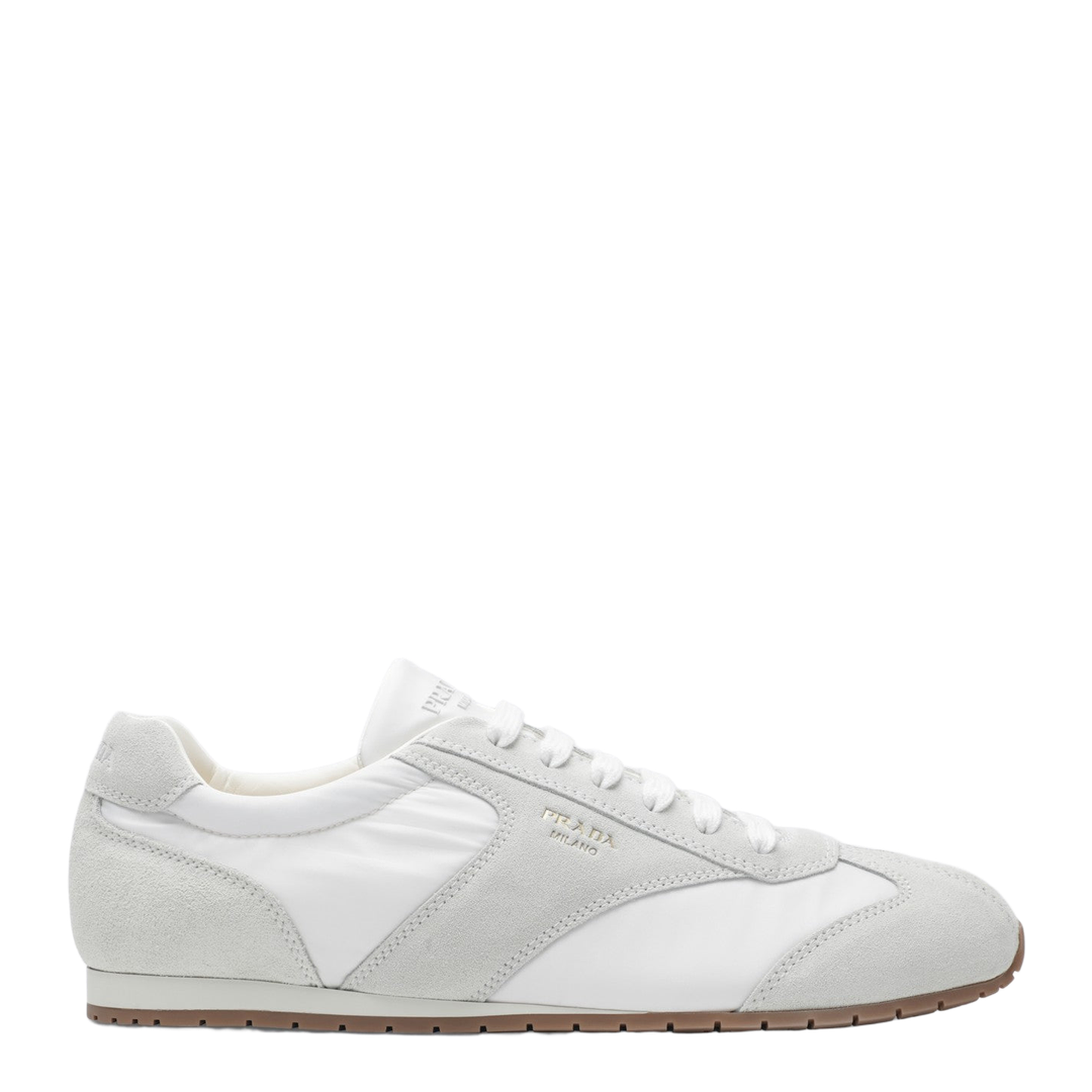 White Re-Nylon and Suede Sneakers