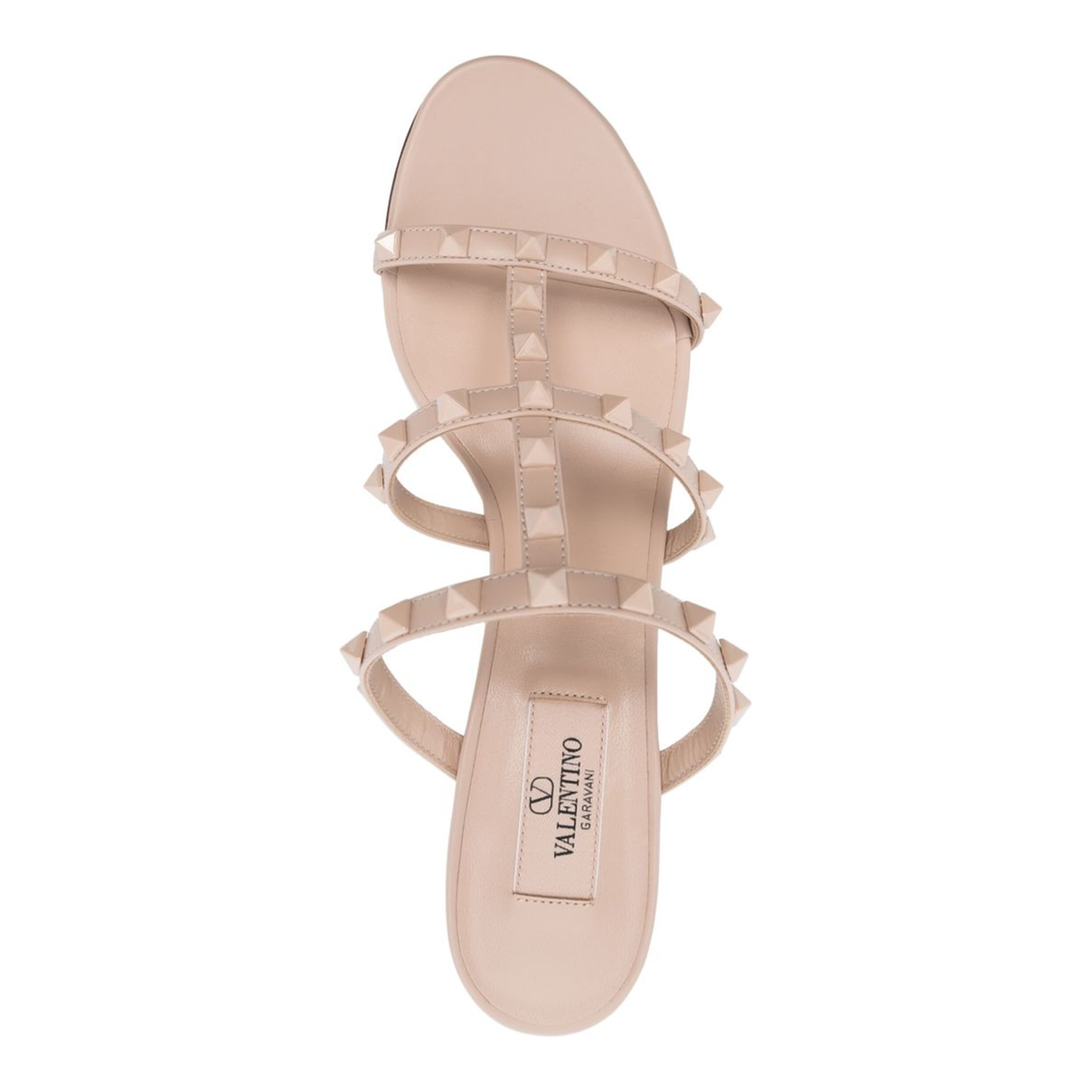 Rockstud Calfskin Leather Slide Sandal 60 Mm