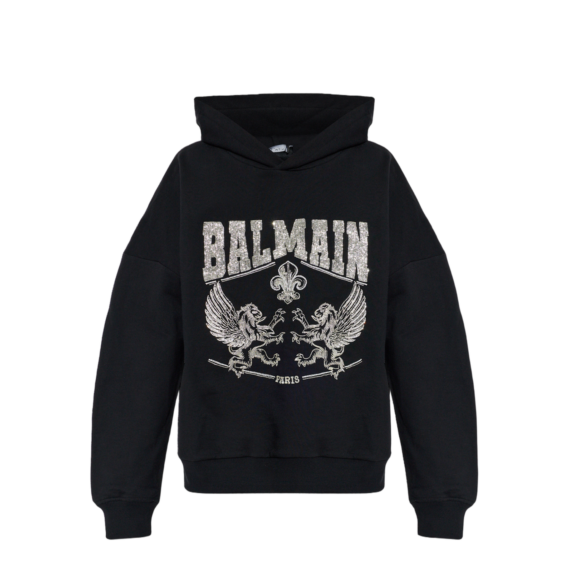 Crystal Embroidered Hoodie - Black