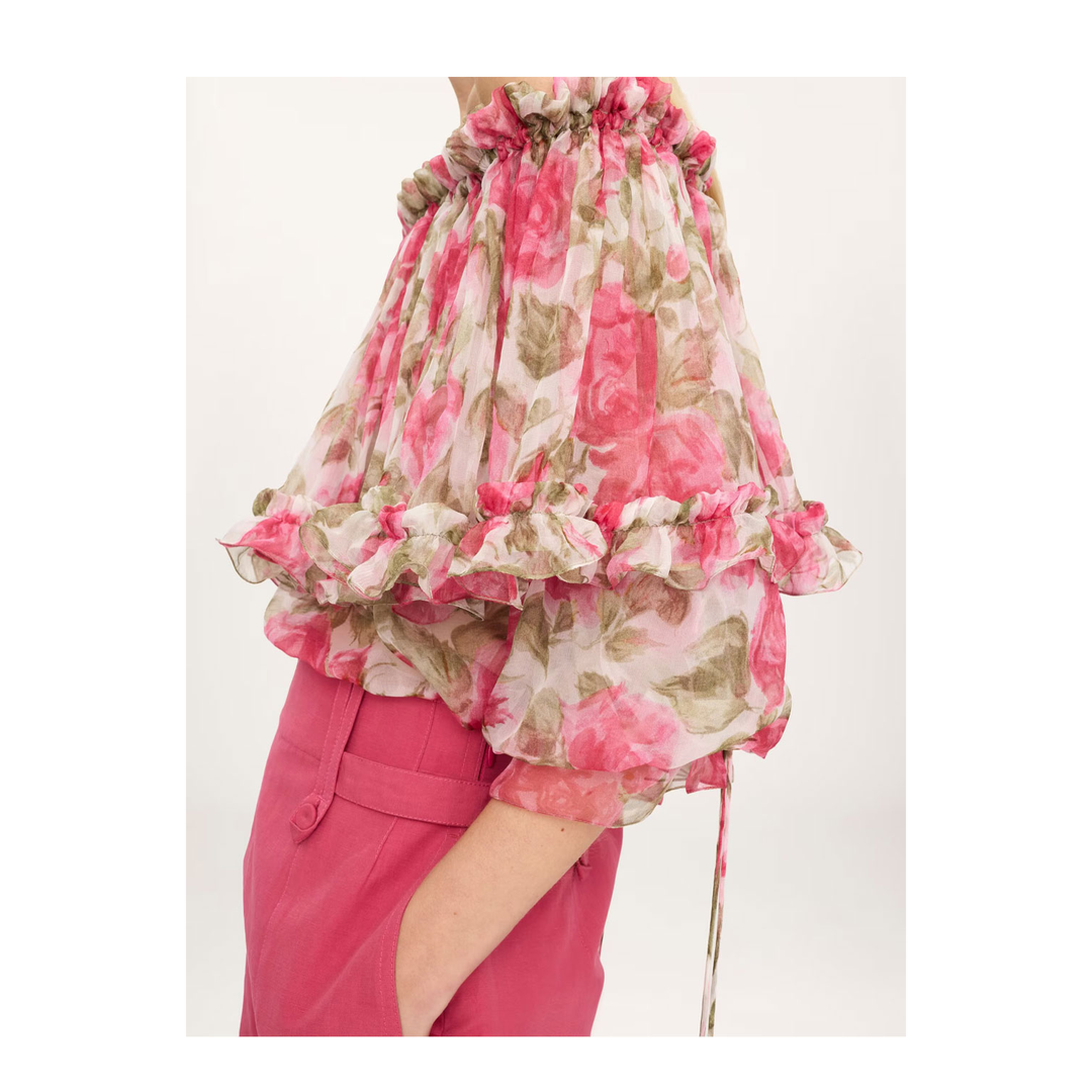 MAYFEYR - Chloè - Off-The-Shoulder Puff-Sleeve Top In Silk Mousseline - CH26UH123278