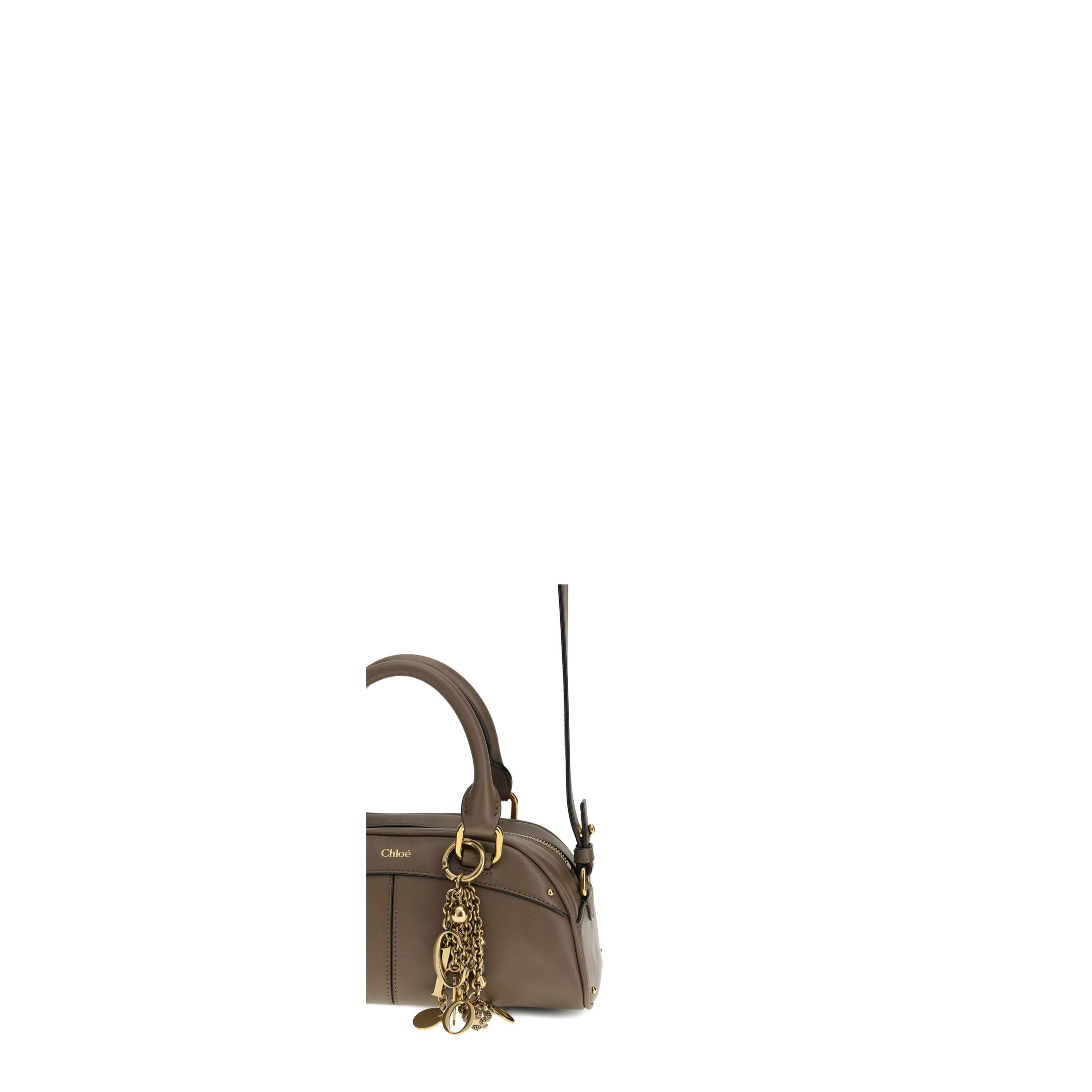 Small Bowling Bag in Soft Leather Beige