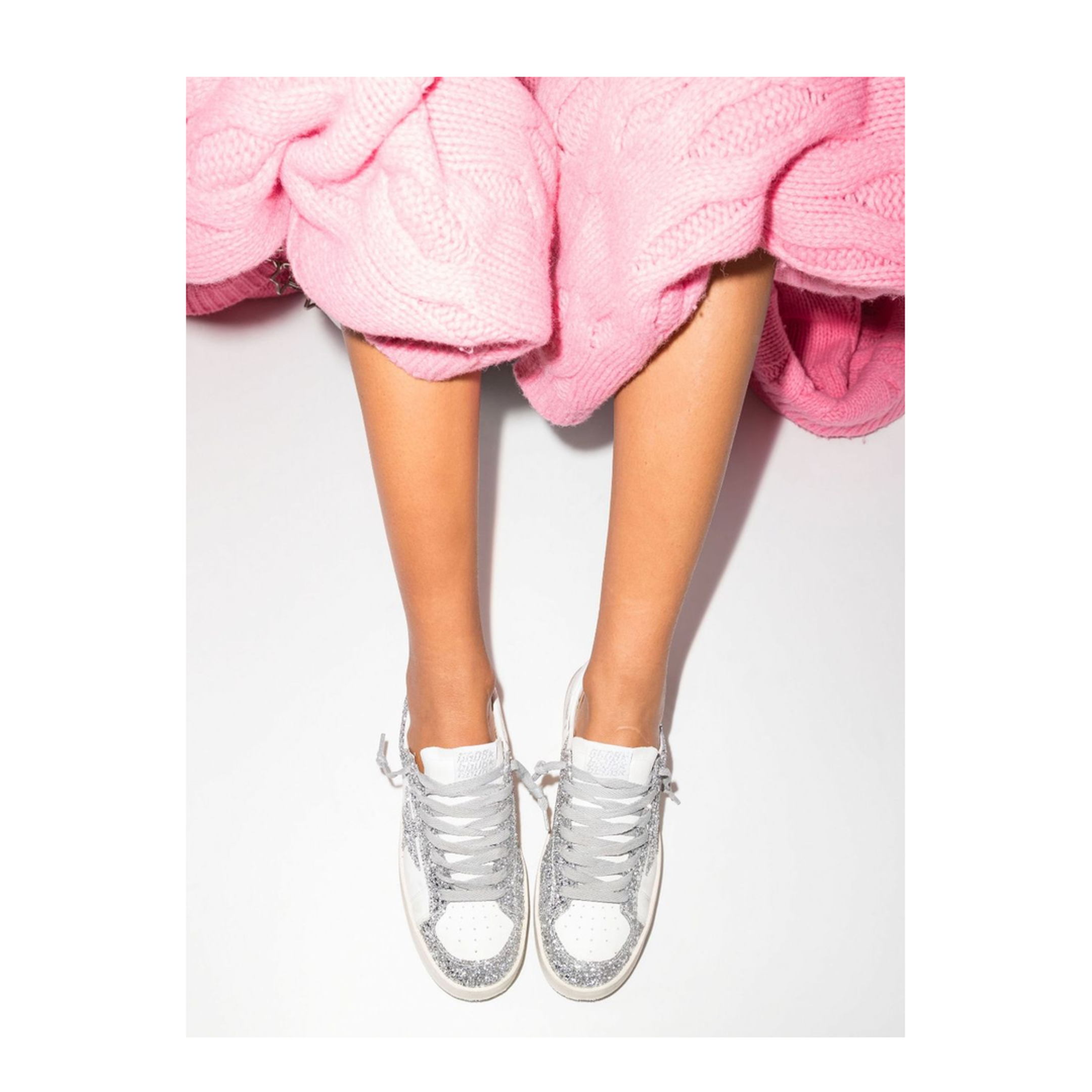 Stardan Sneakers in White and Silver Glitter