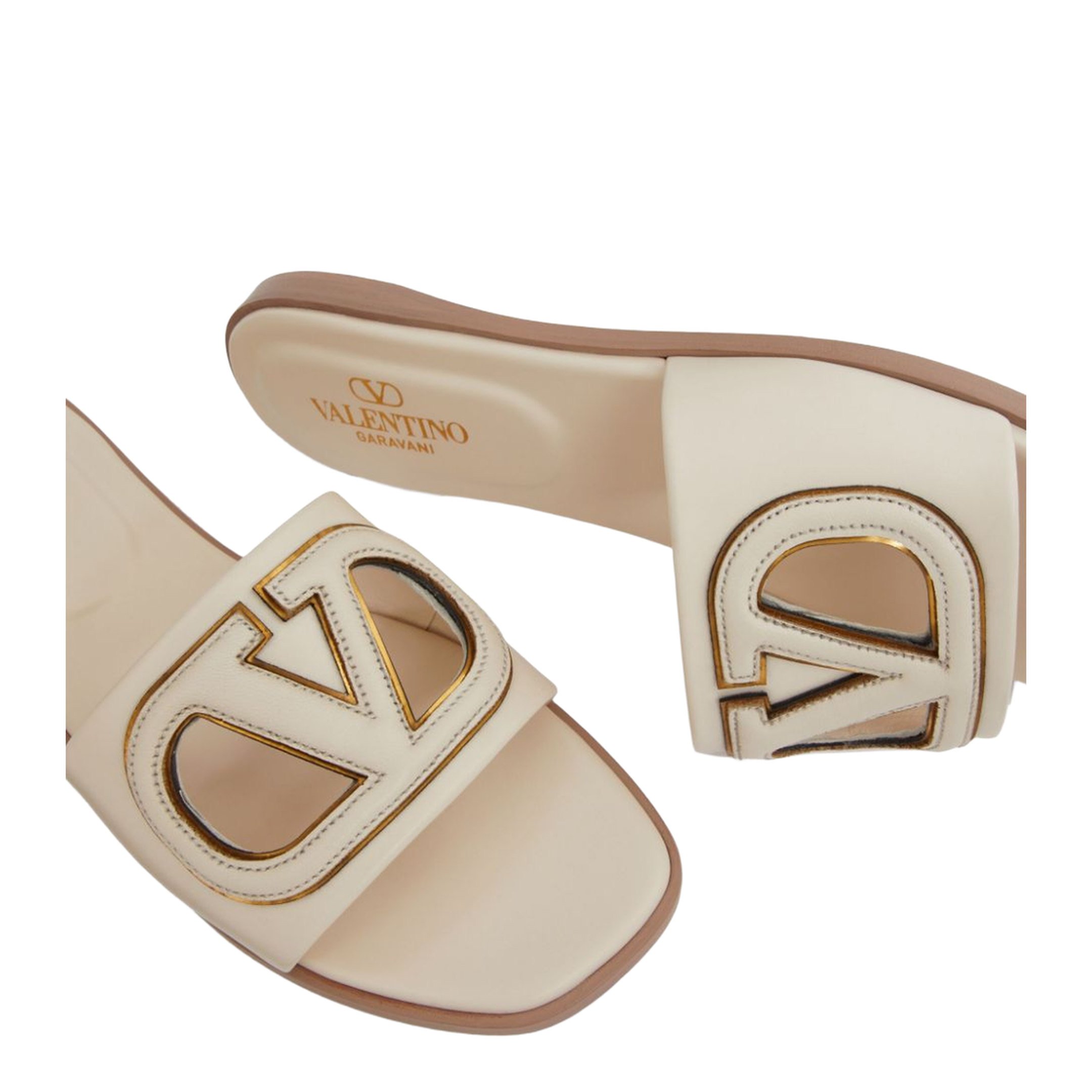 VLogo Cut-Out Leather Sandals