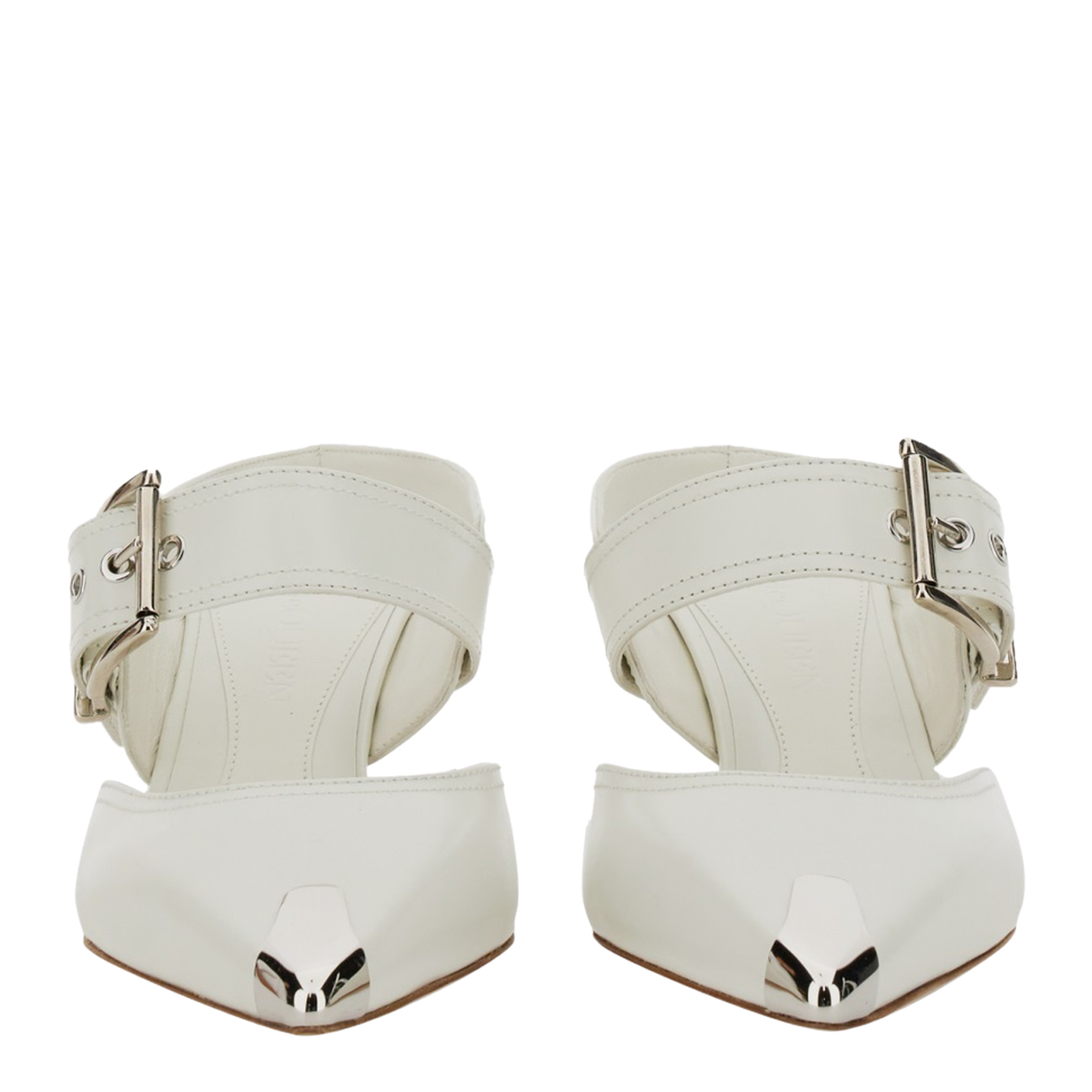 Chalk Leather Hardware Mules