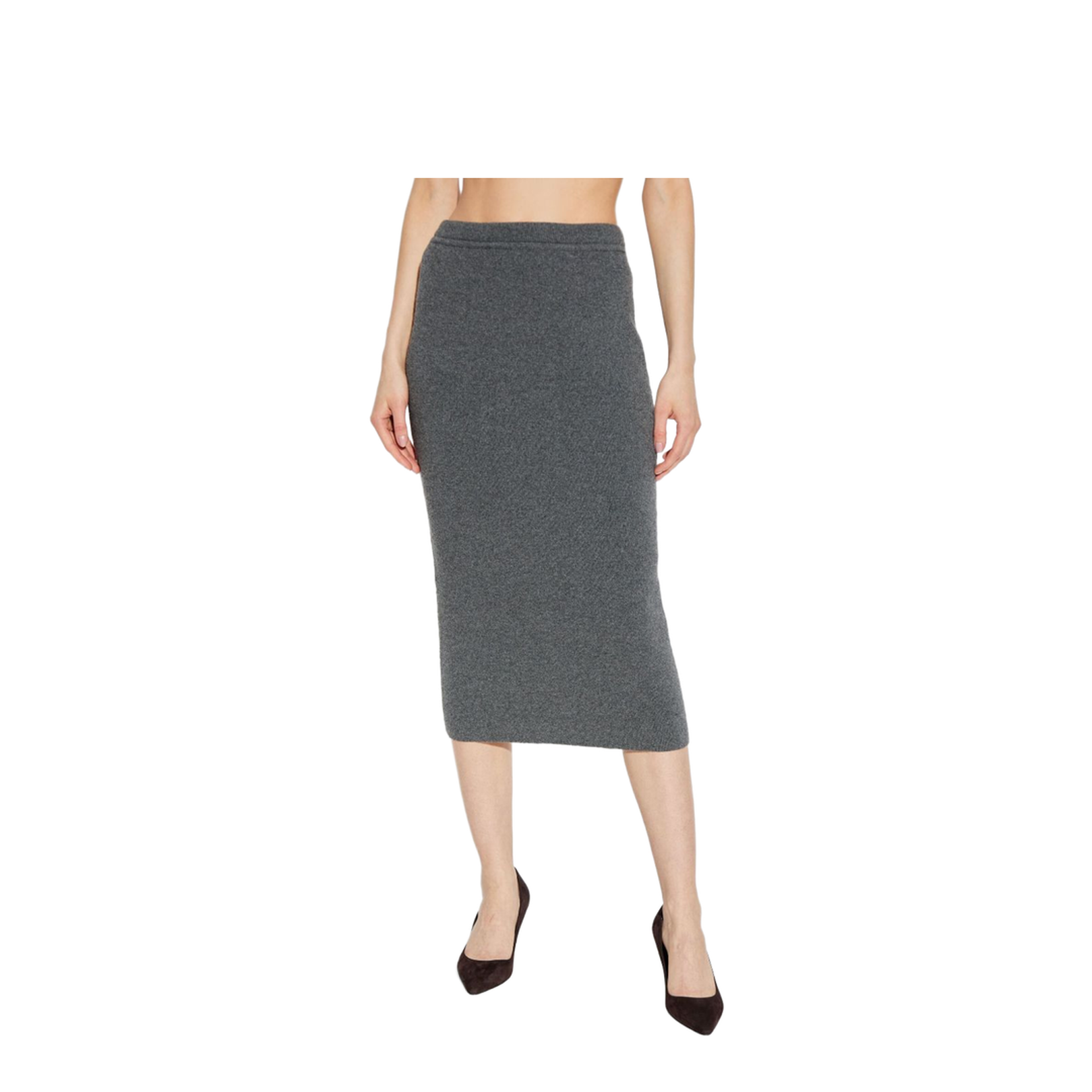 Cashmere and Cotton Midi Skirt - Grey