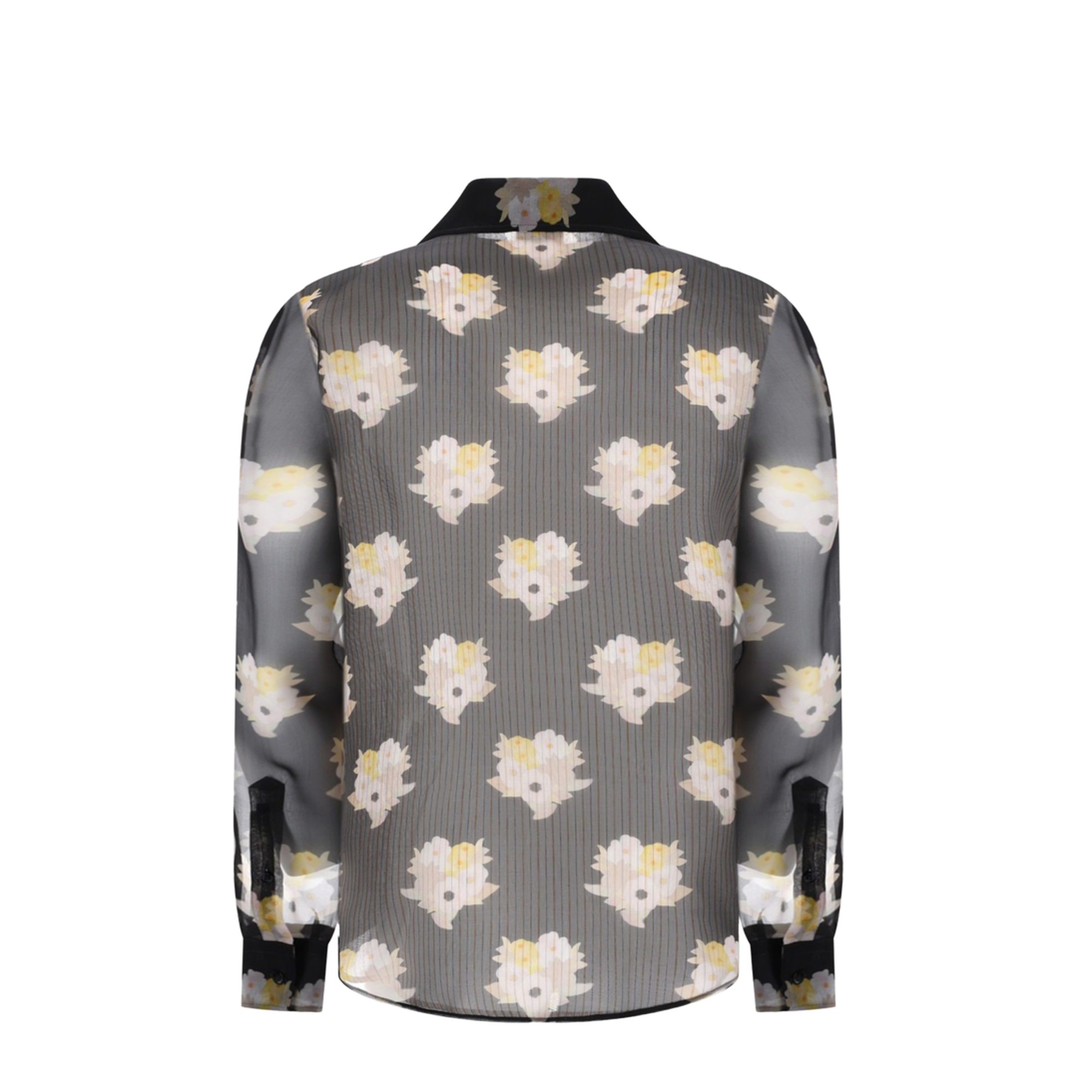 Printed Black Organza Shirt