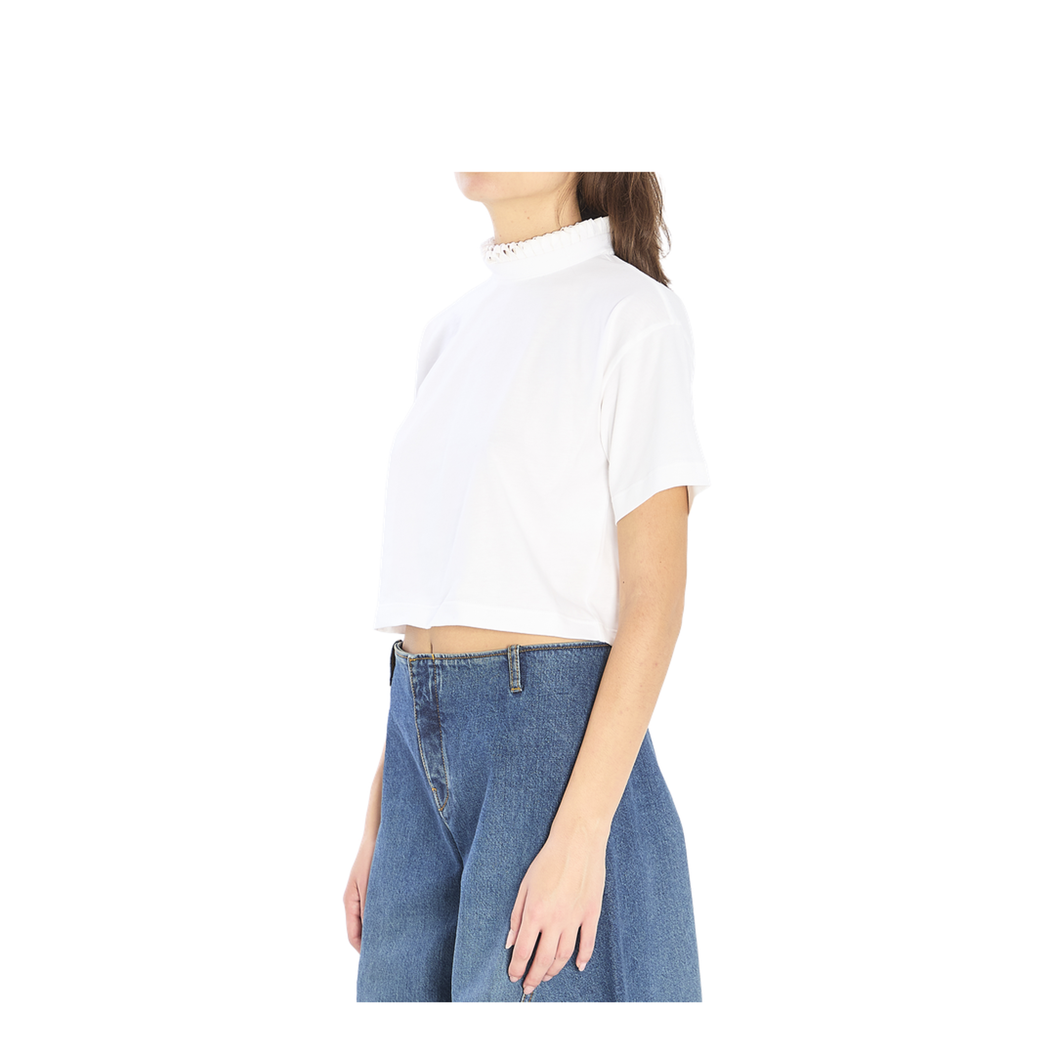 Cropped T-shirt in Cotton Jersey