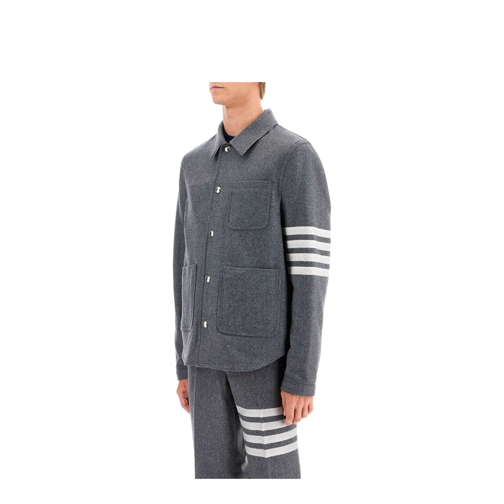Thom Browne '4 Bar' Grey Wool Blend Jacket