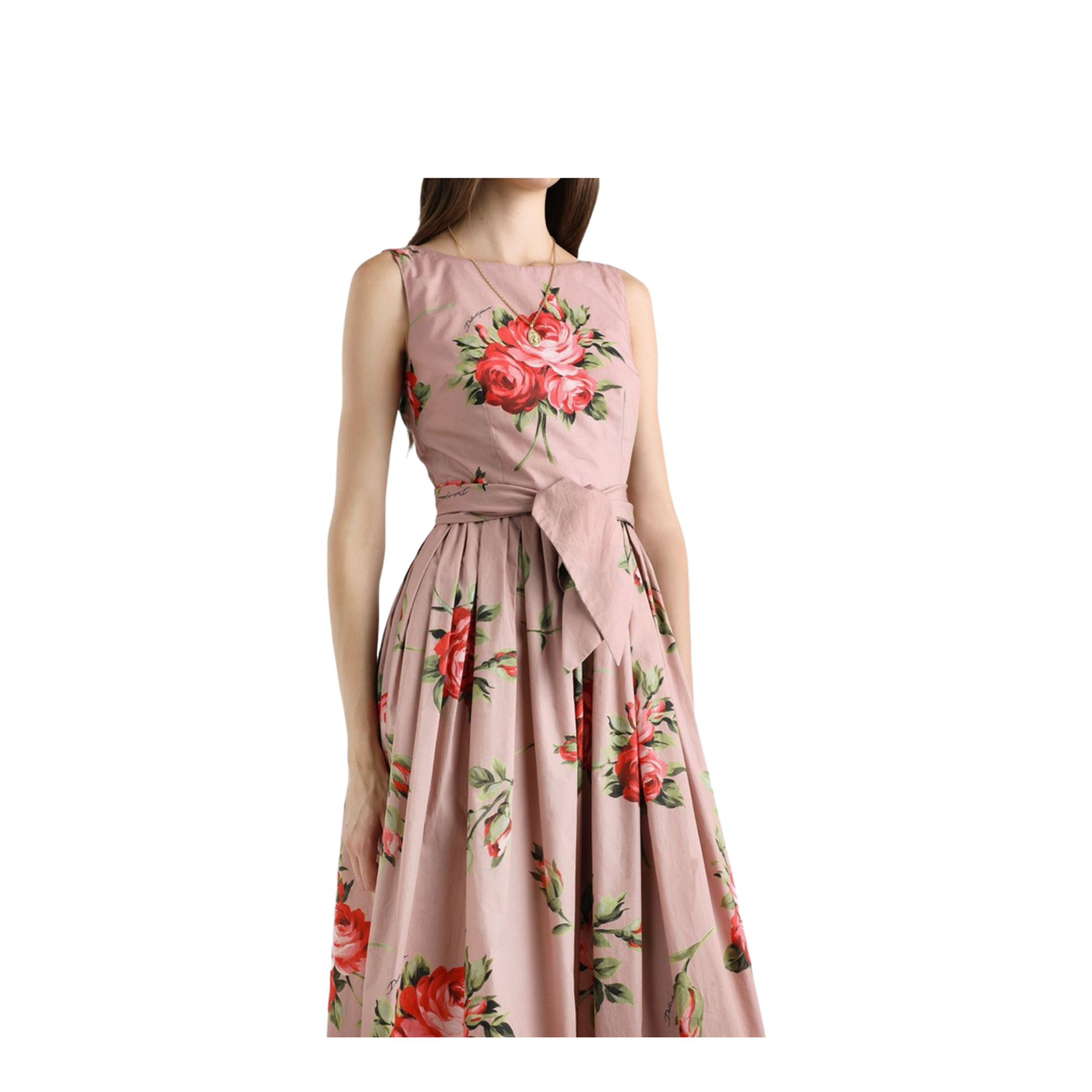 Rose Bouquet-Print Cotton Dress