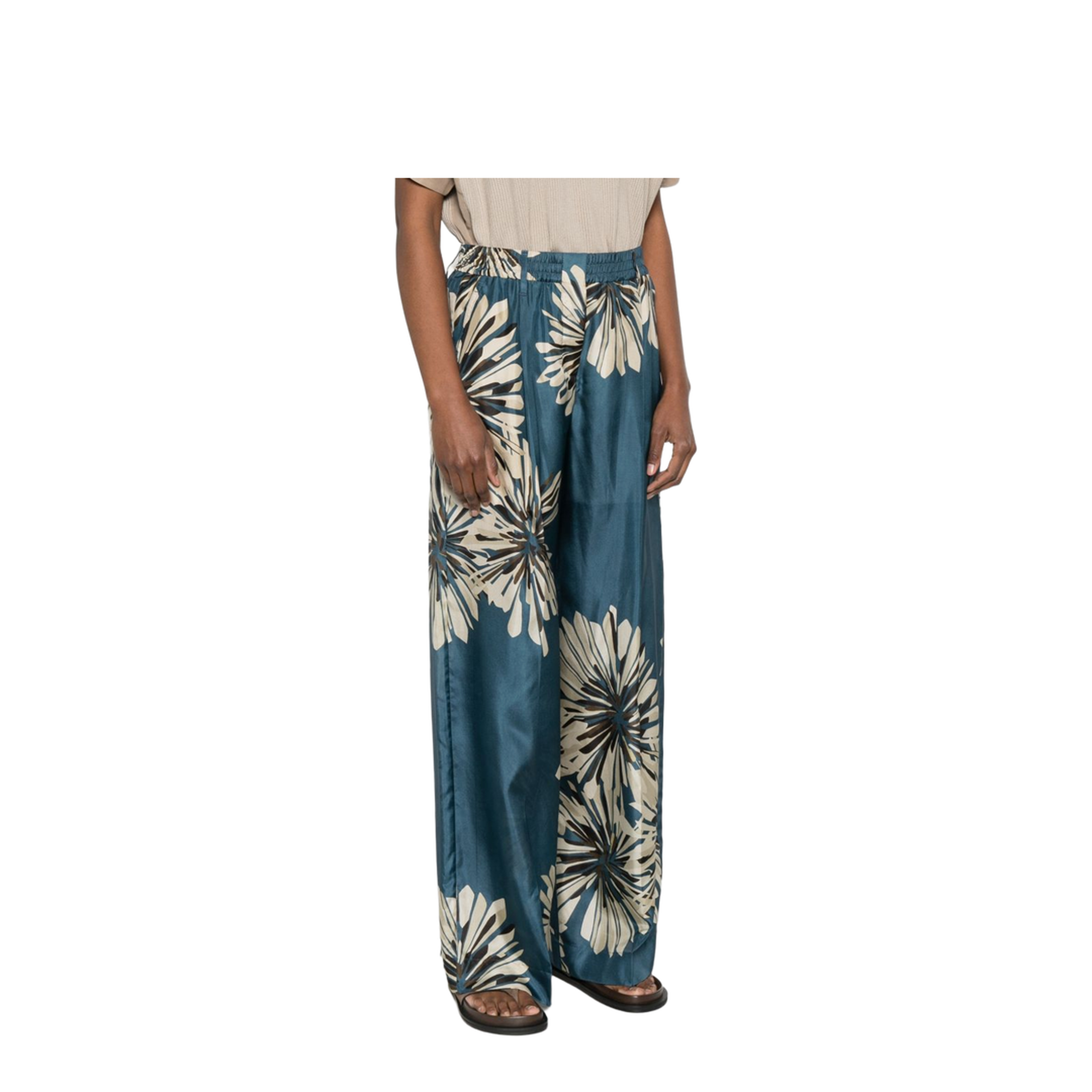 Floral Printed Silk Pants