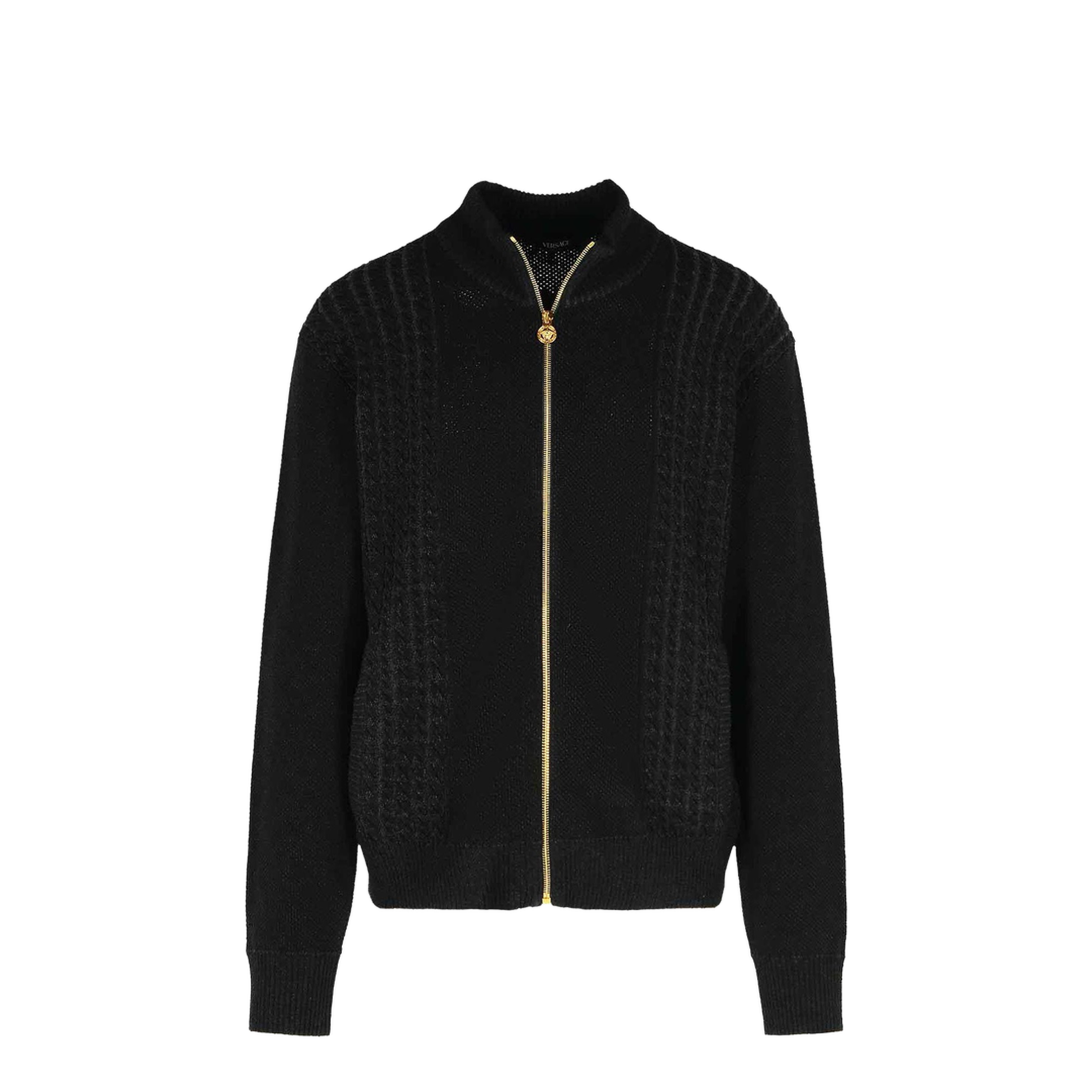 Medusa Jacquard Zip Knit Sweater