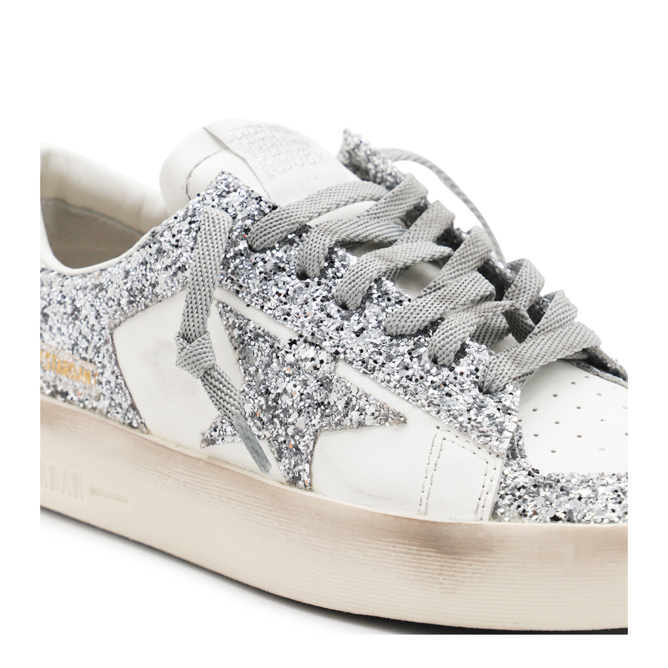 Stardan Sneakers in White and Silver Glitter