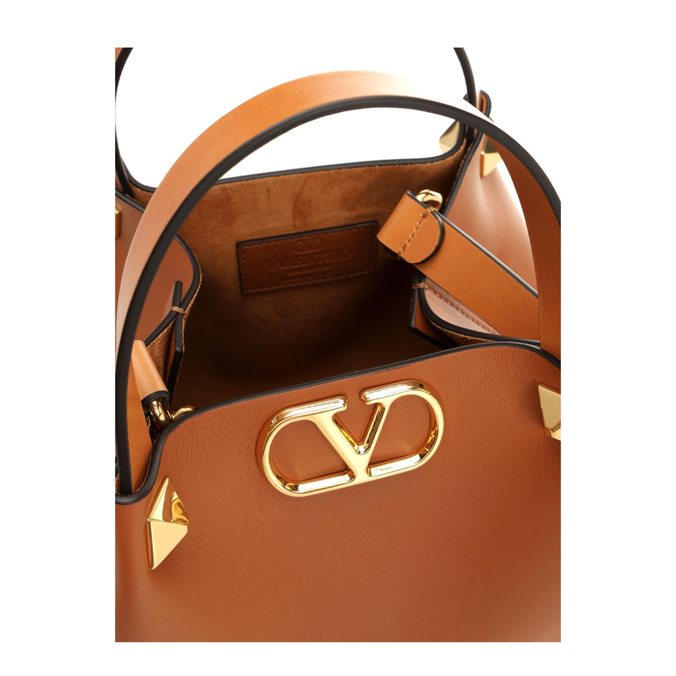 VLogo Small Leather Handbag - Brown