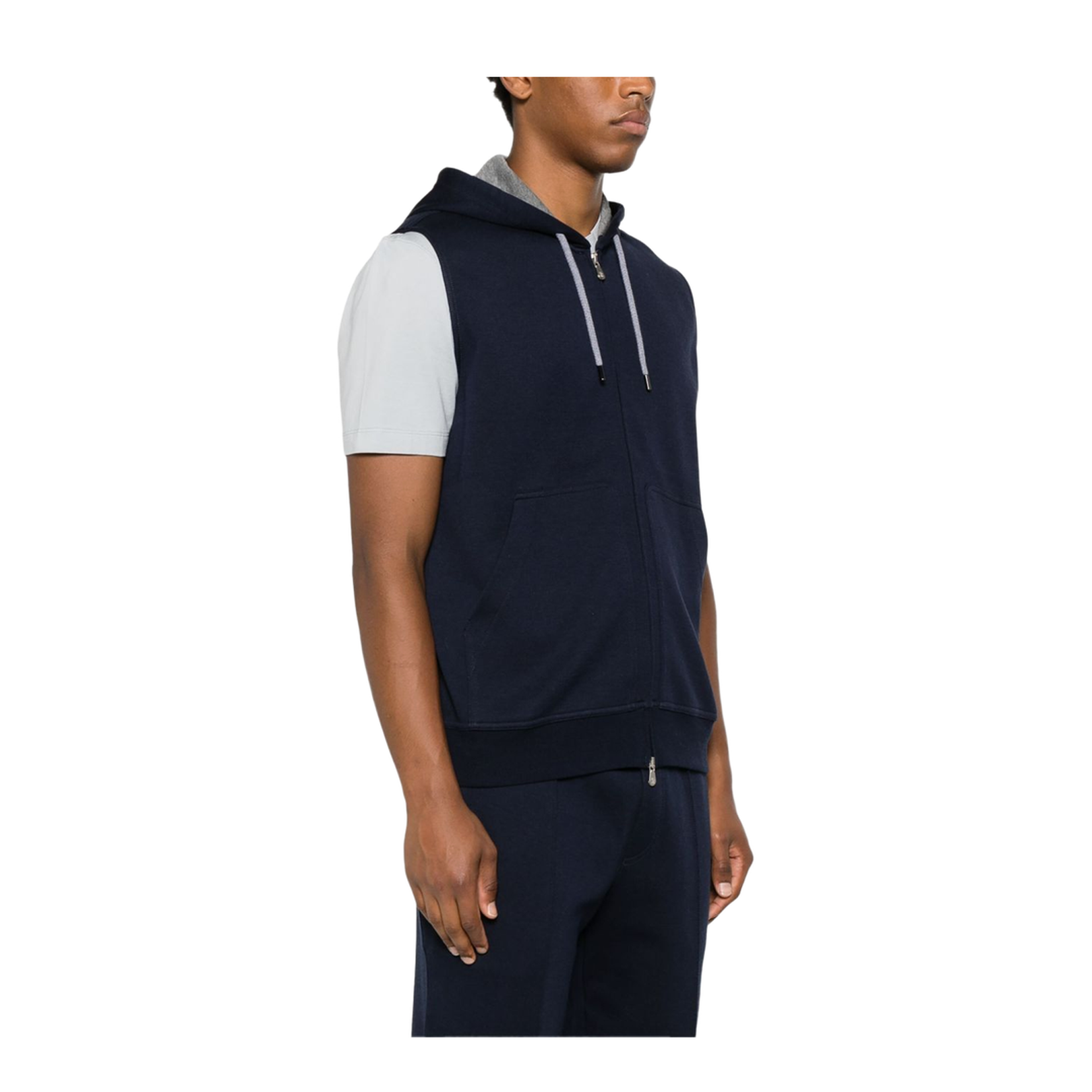 Cotton and Cashmere Blend Hooded Vest