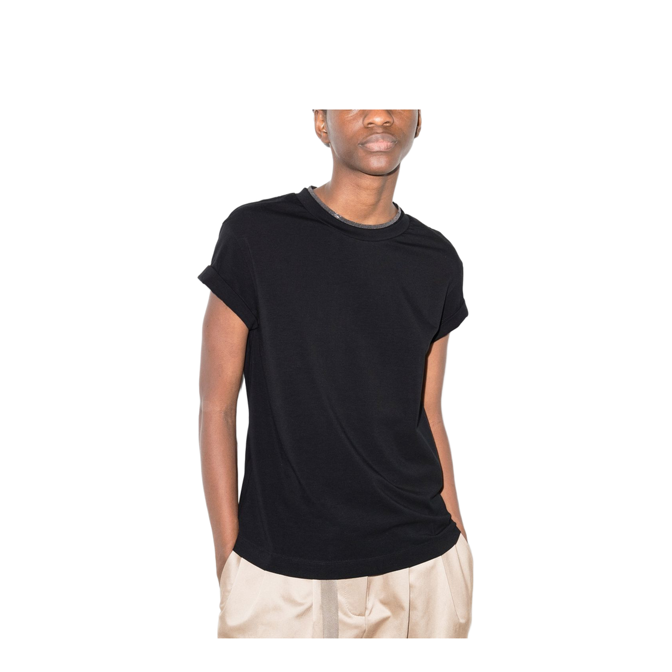 Monili-Detailed Cotton T-Shirt