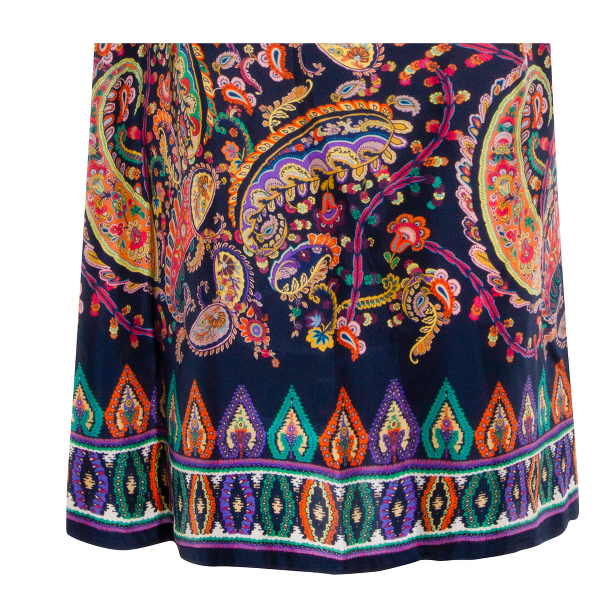 Blue Paisley-print Habotai Silk Tunic Short Dress