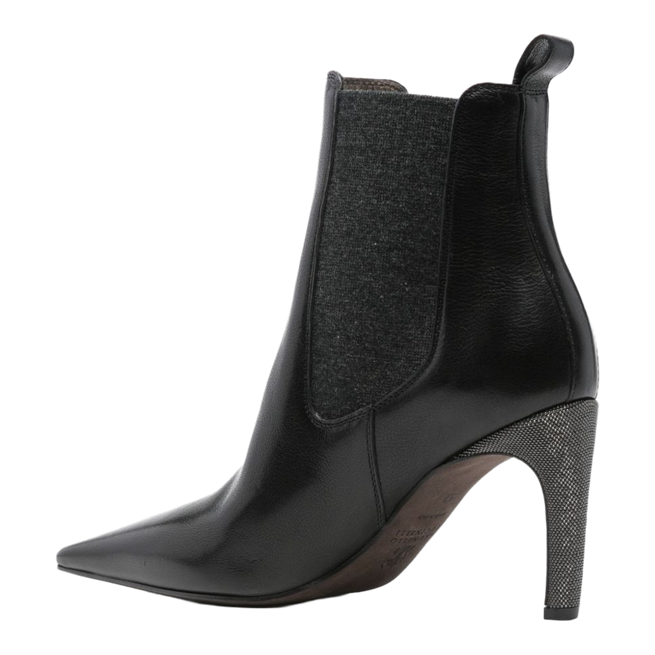 Leather Boots with Monili Detail on the Heel