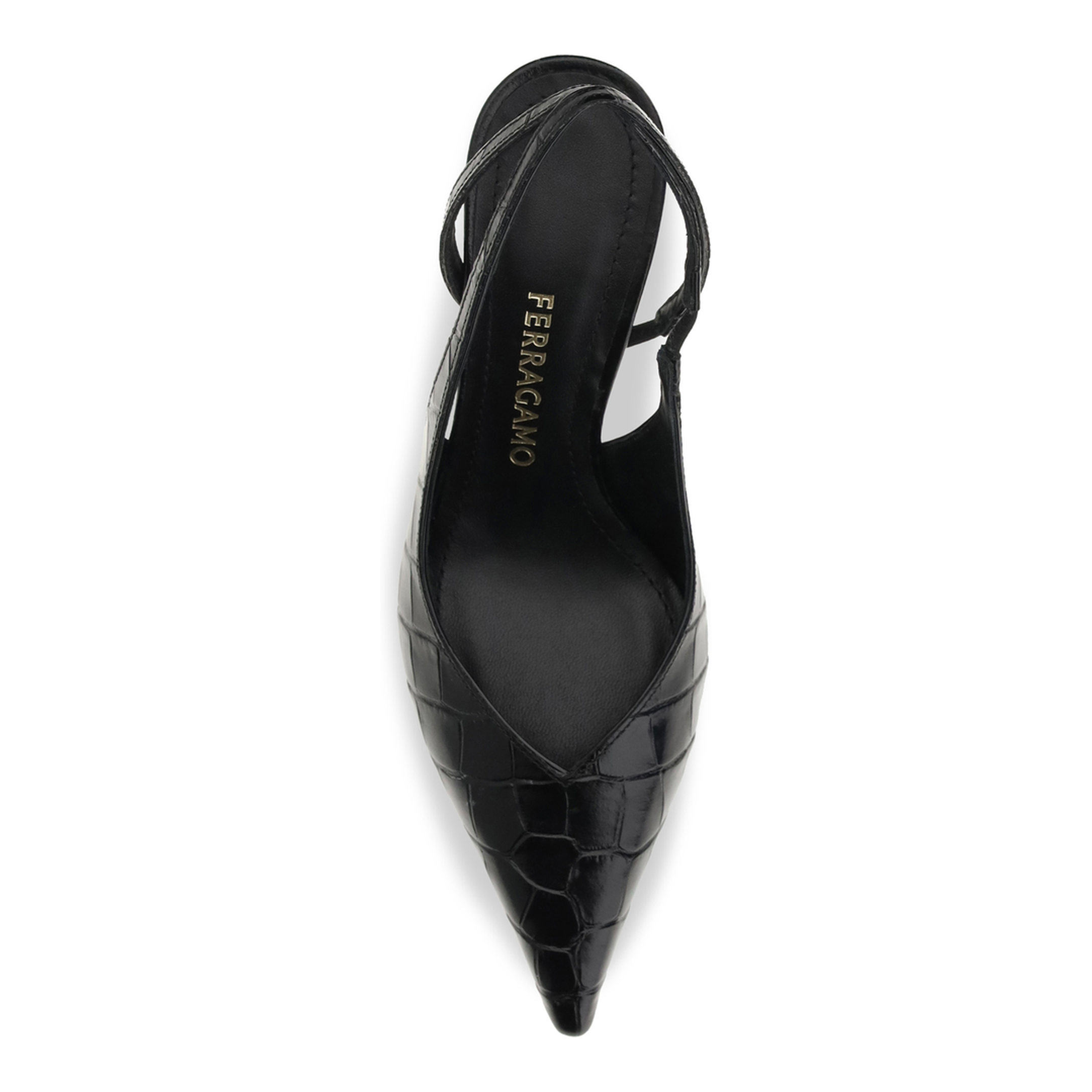 MAYFEYR - Ferragamo - Crocodile Effect Leather Slingback Pumps - 797305