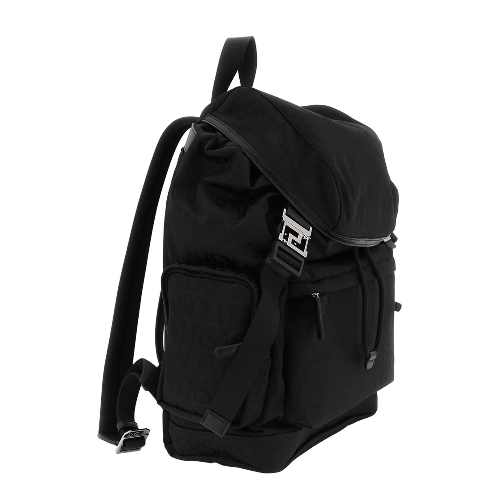All Over Logo Nylon Backpack - Black