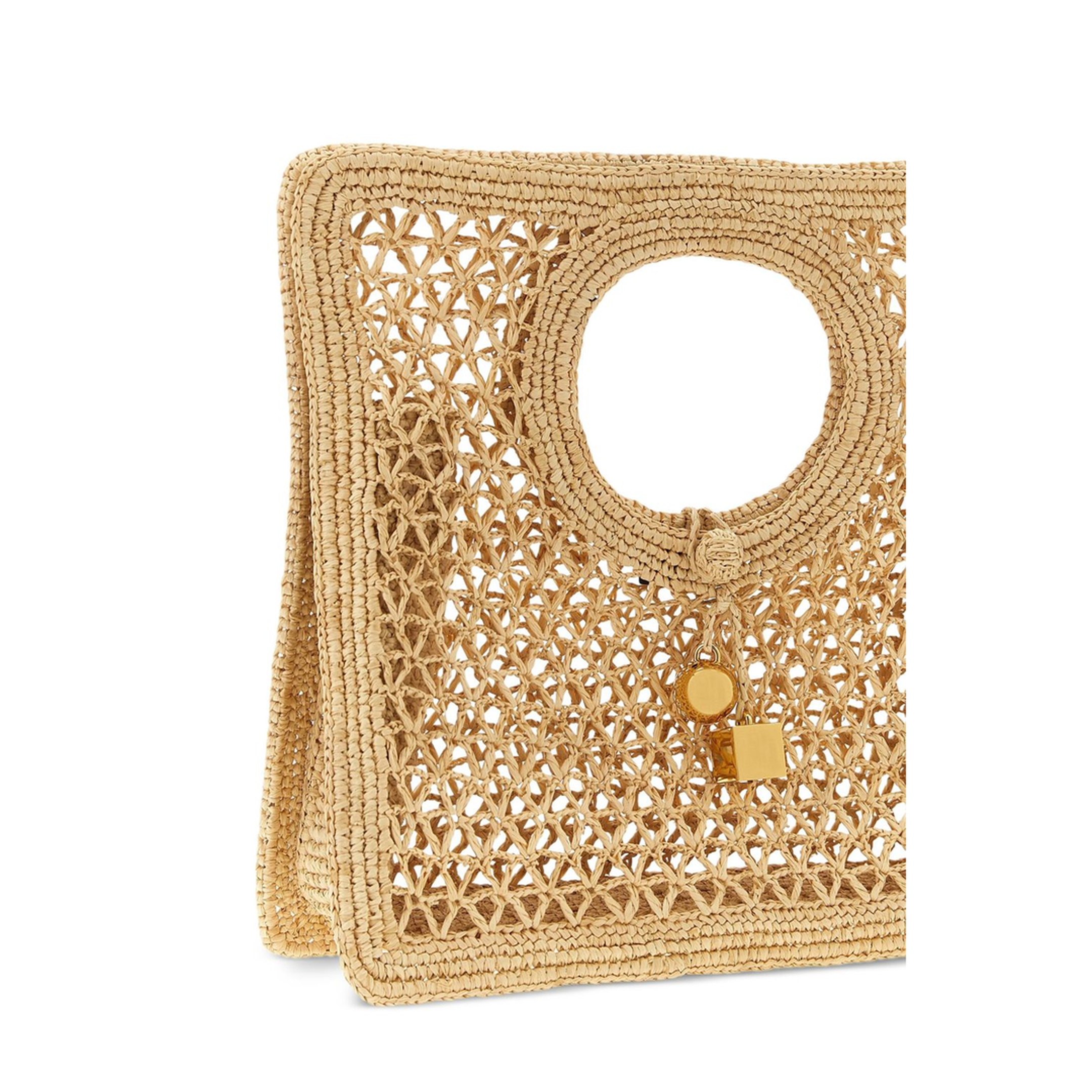 Le Petit Carré Spiaggia Raffia Top-Handle Bag - Natural