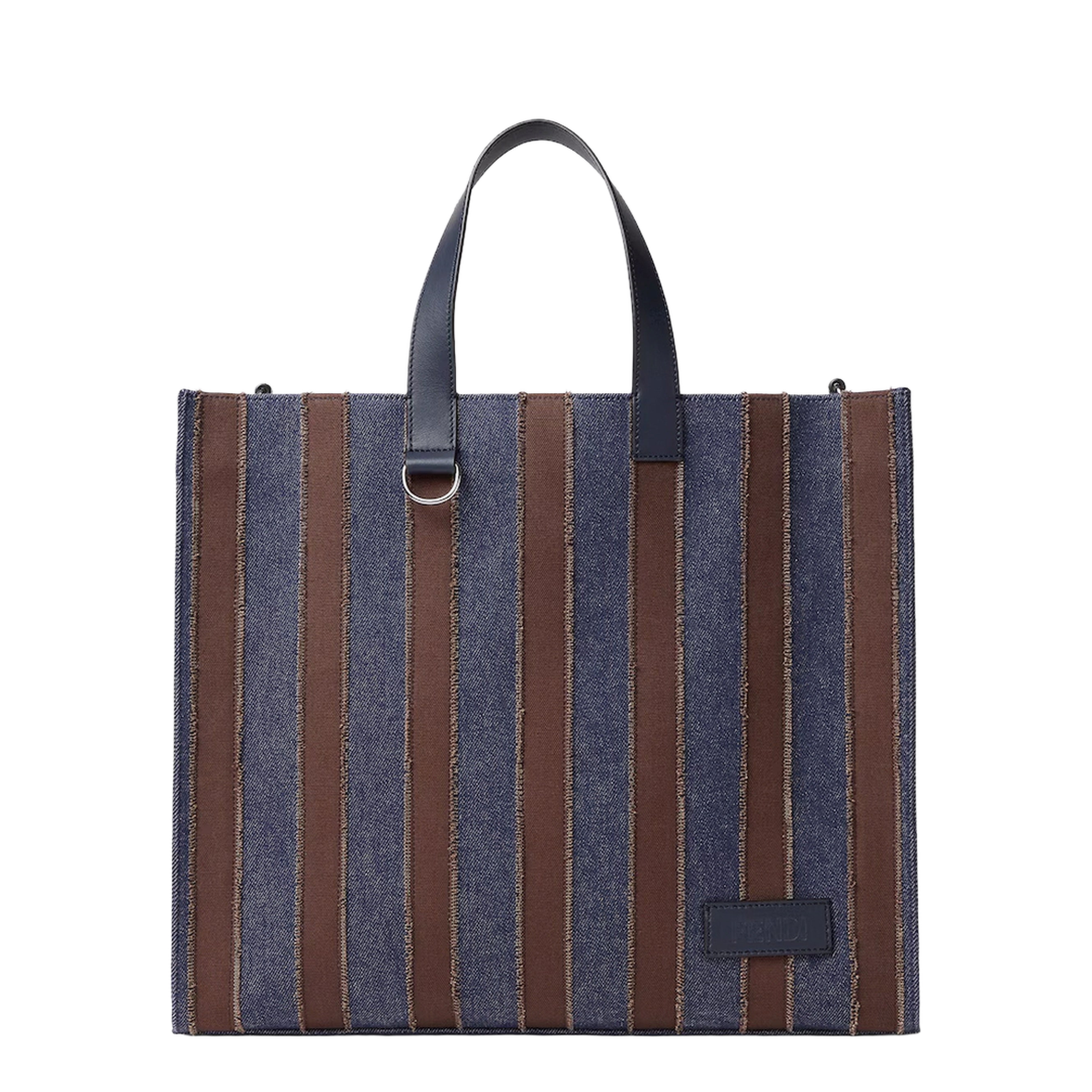 MAYFEYR - Fendi - Pequin Shopper Bag In Dark Blue Denim And Brown Canvas - 7VA390B08UF1X5W