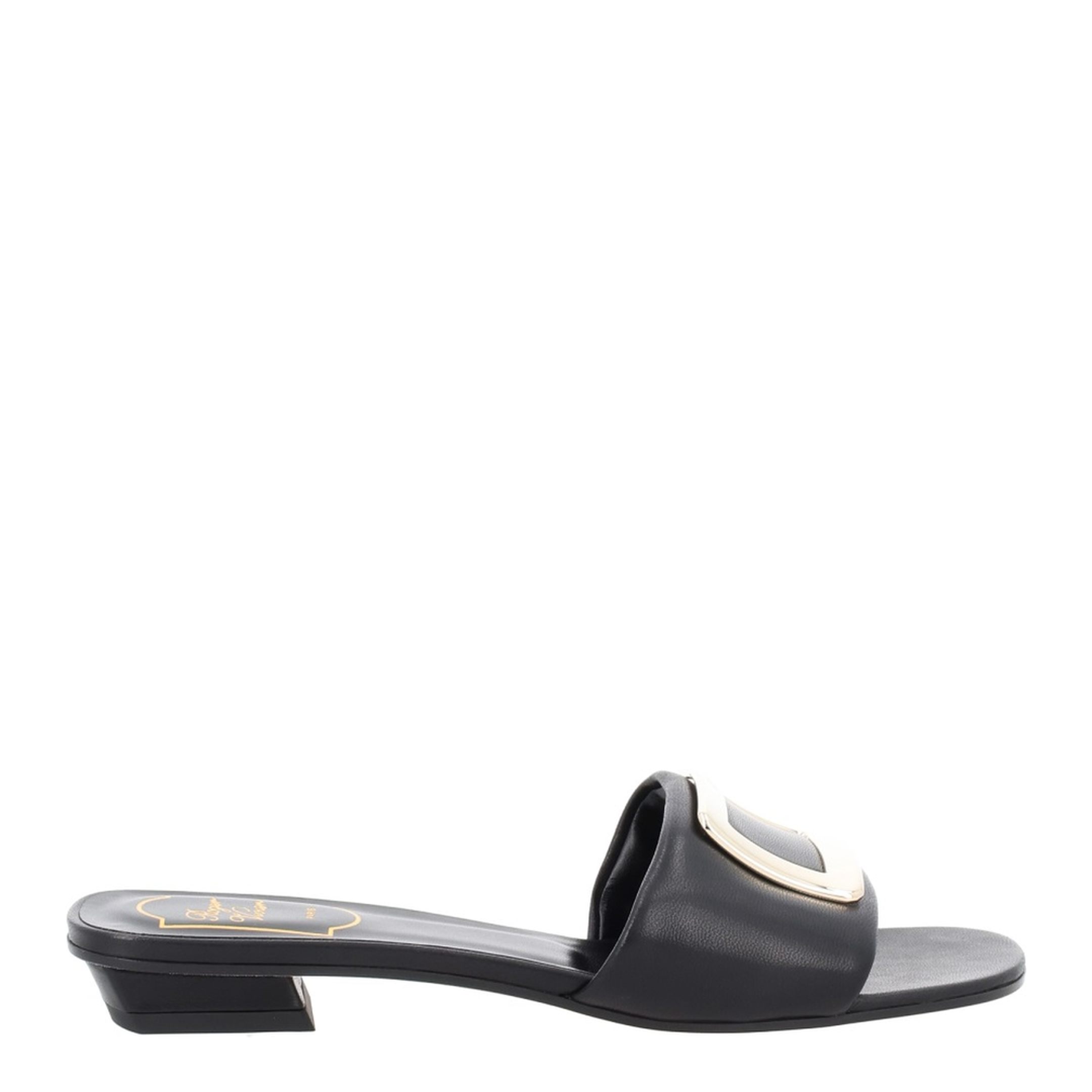 Square Buckle Leather Slides