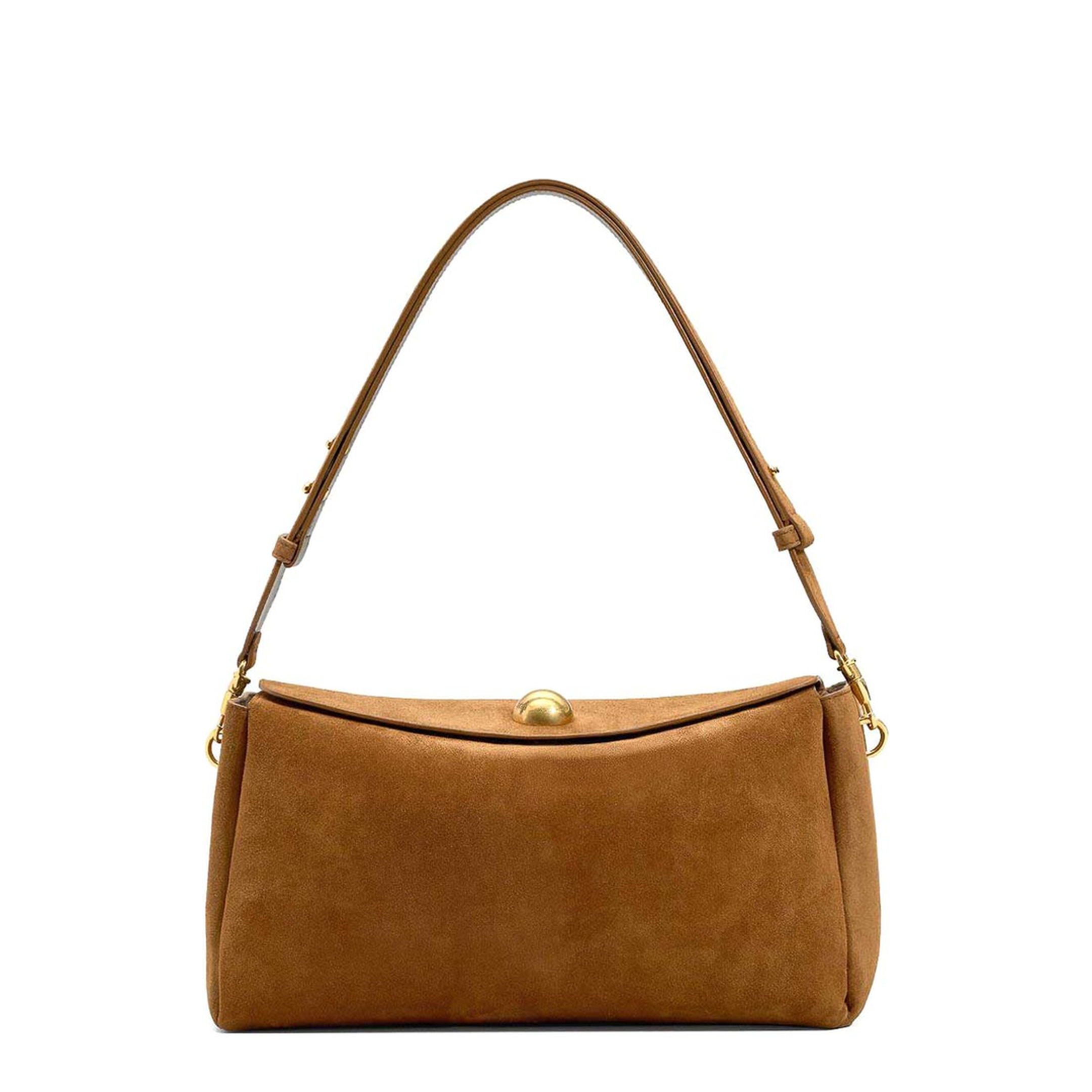 Hazelnut Brown Suede Leather Carrousel Medium Bag