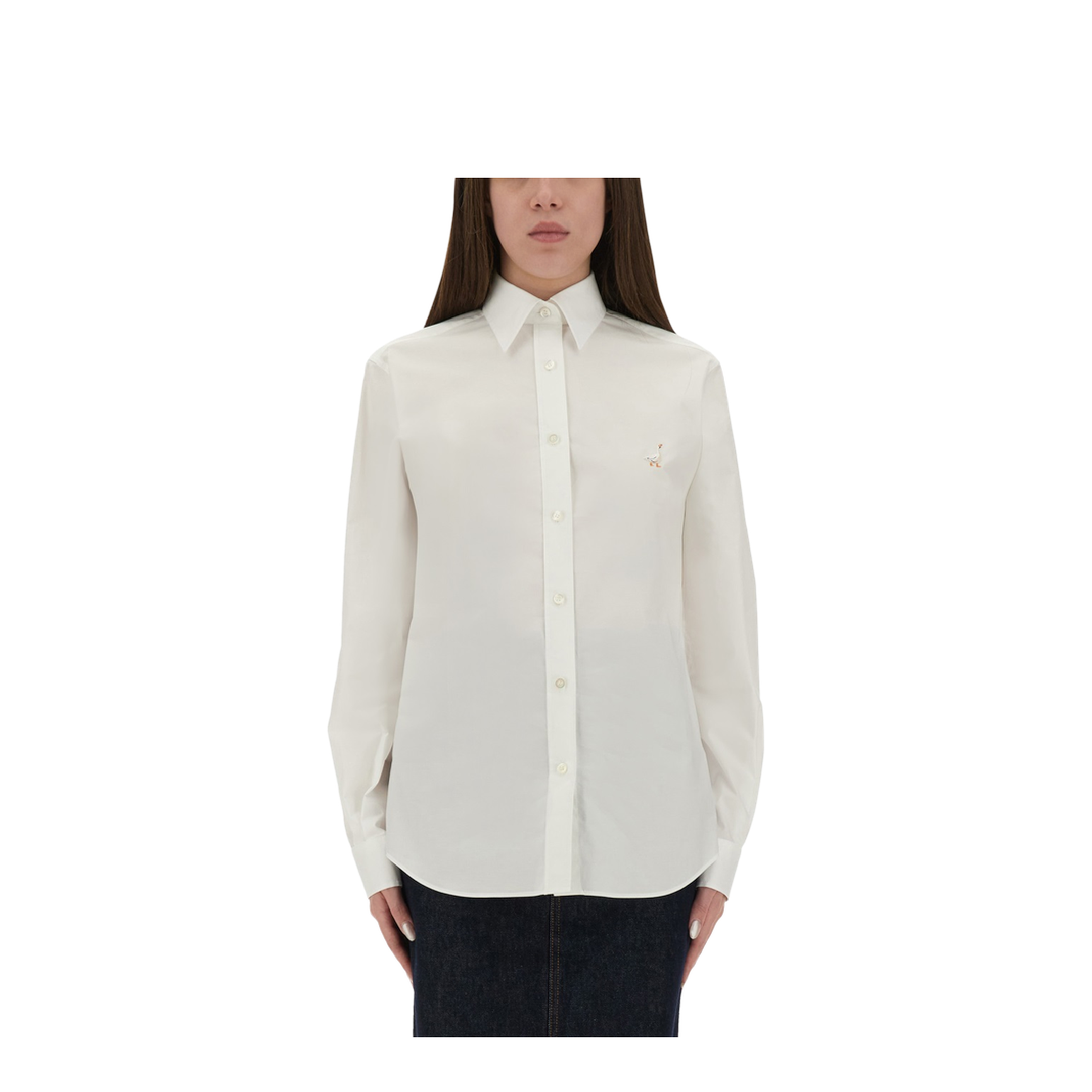 Shirt with Goose Embroidery
