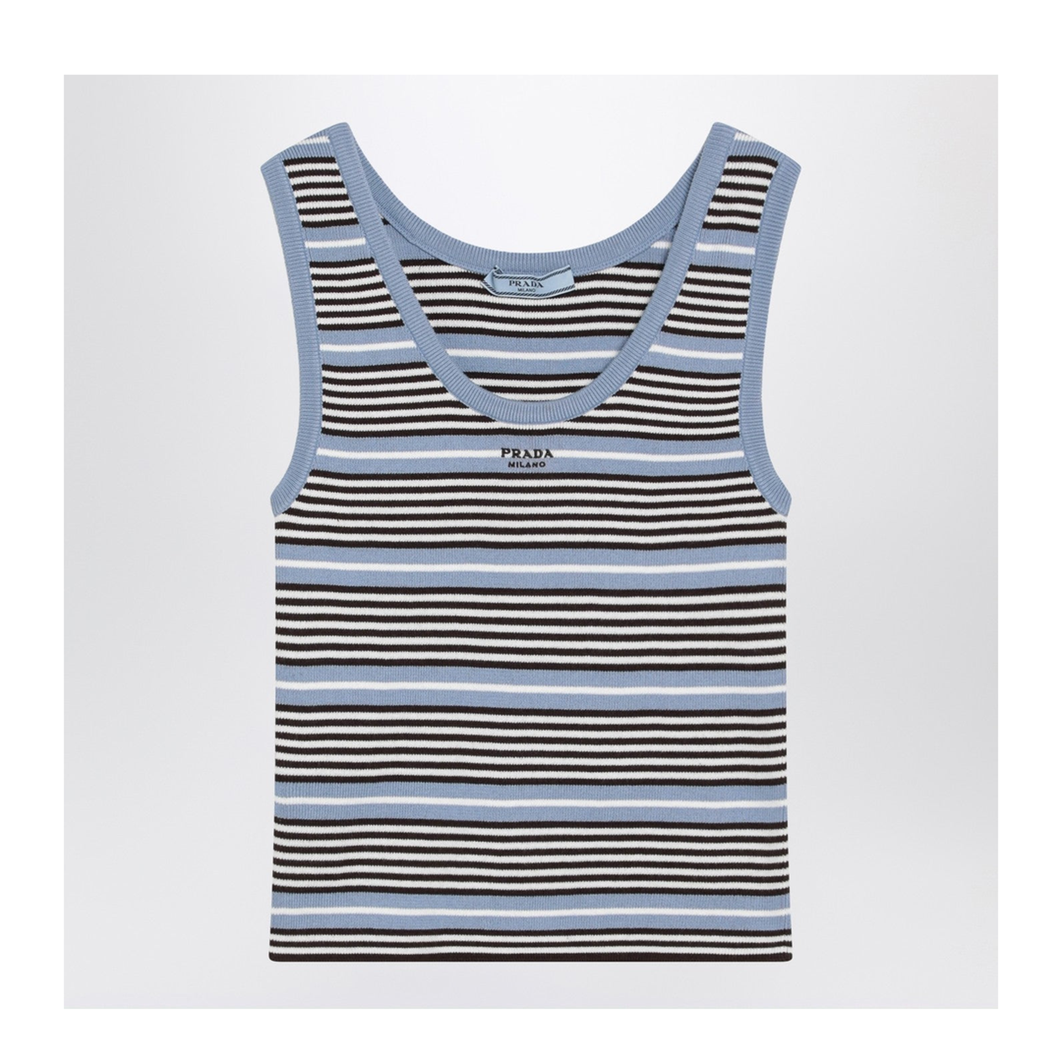 Light Blue and White Striped Tank Top
