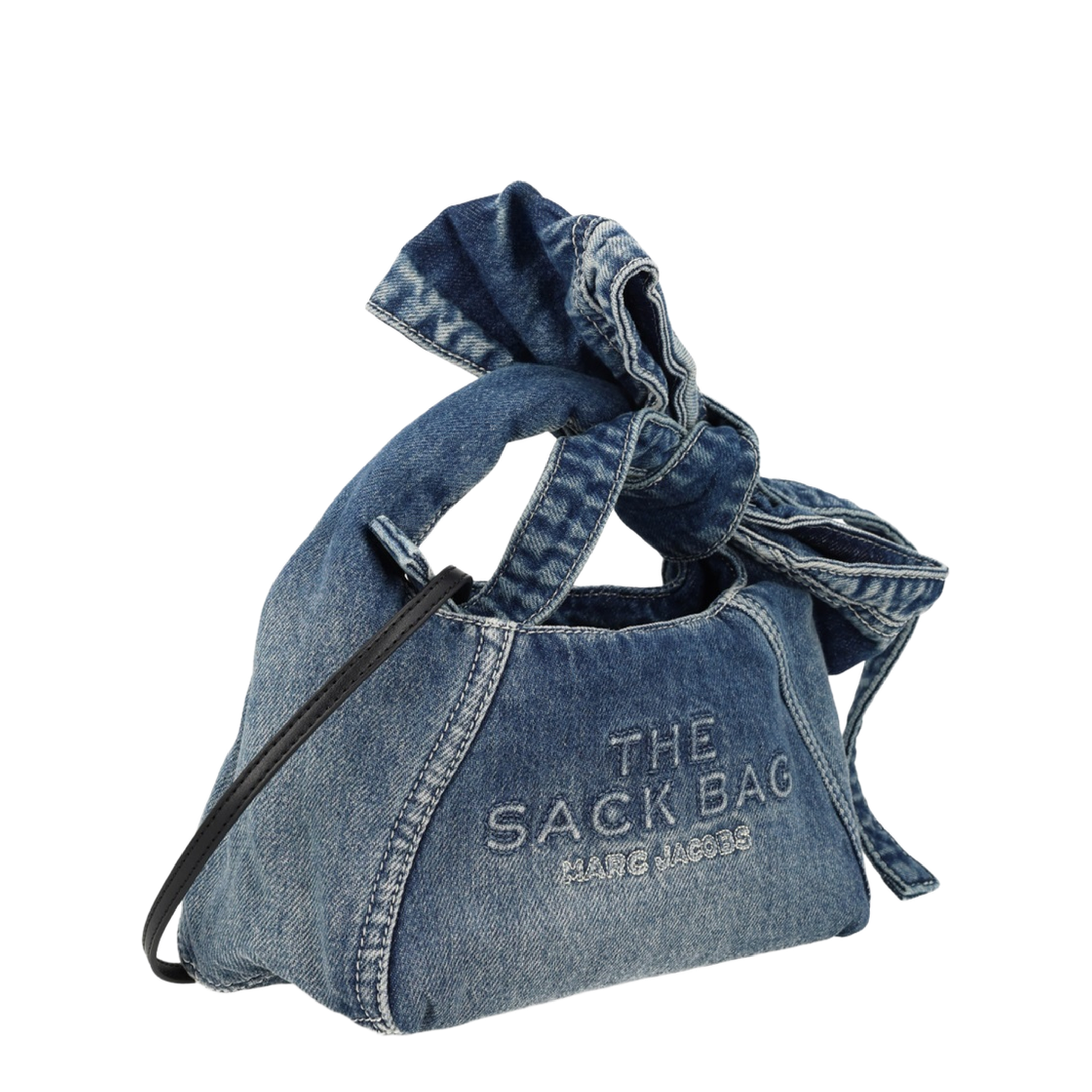 The Bow Denim Mini Sack Bag - Medium Wash Indigo