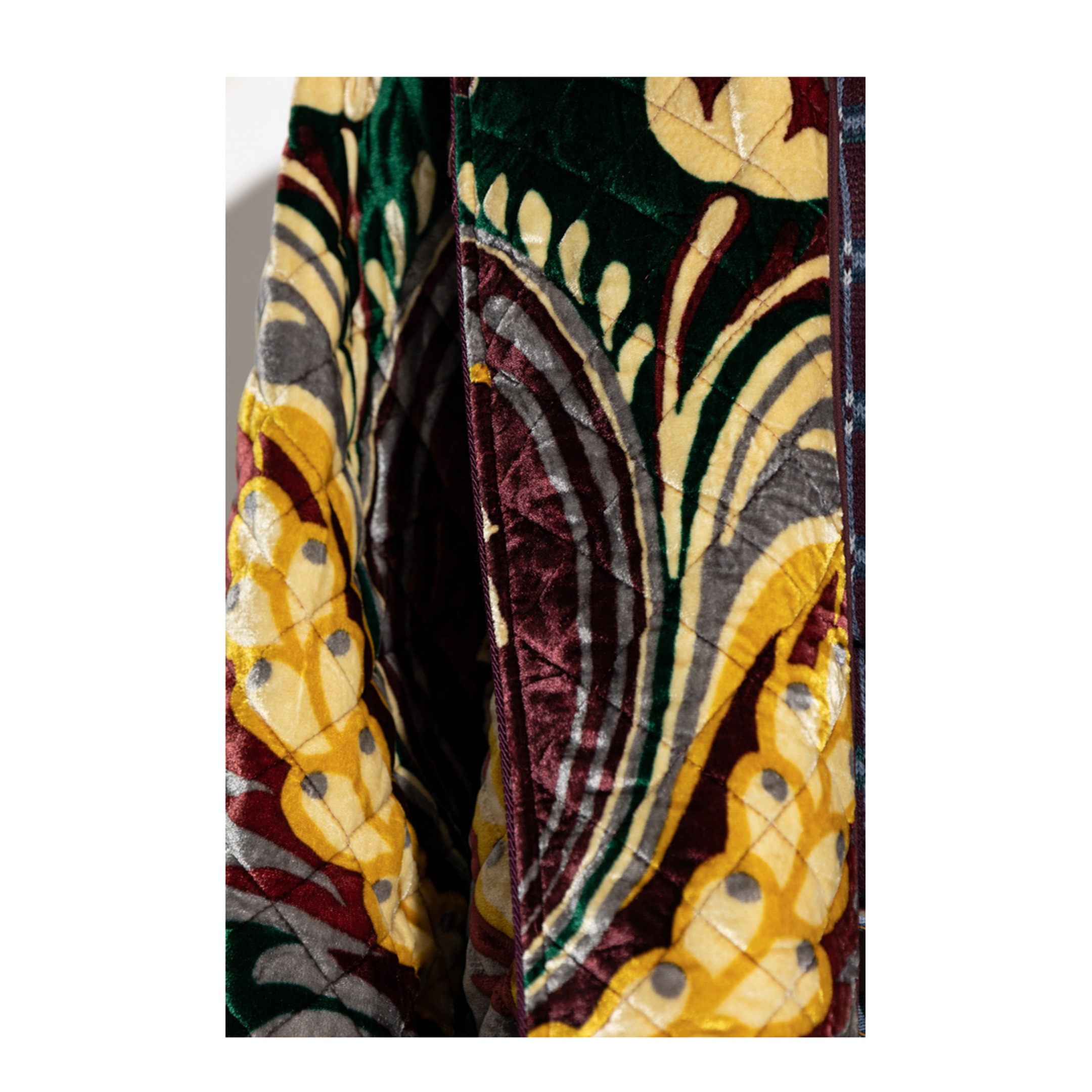 Velvet Robe Coat Placed Print