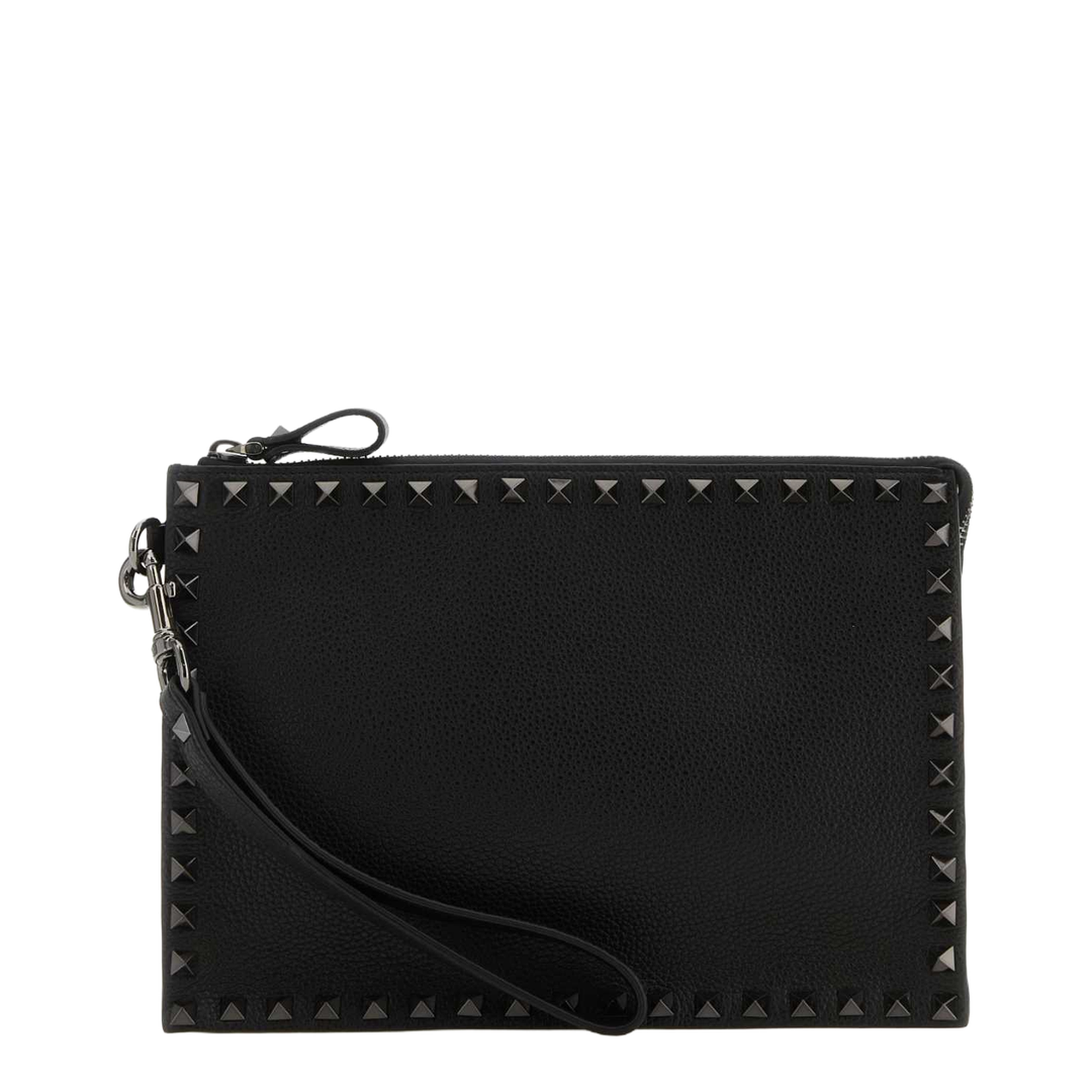 Black leather Rockstud clutch