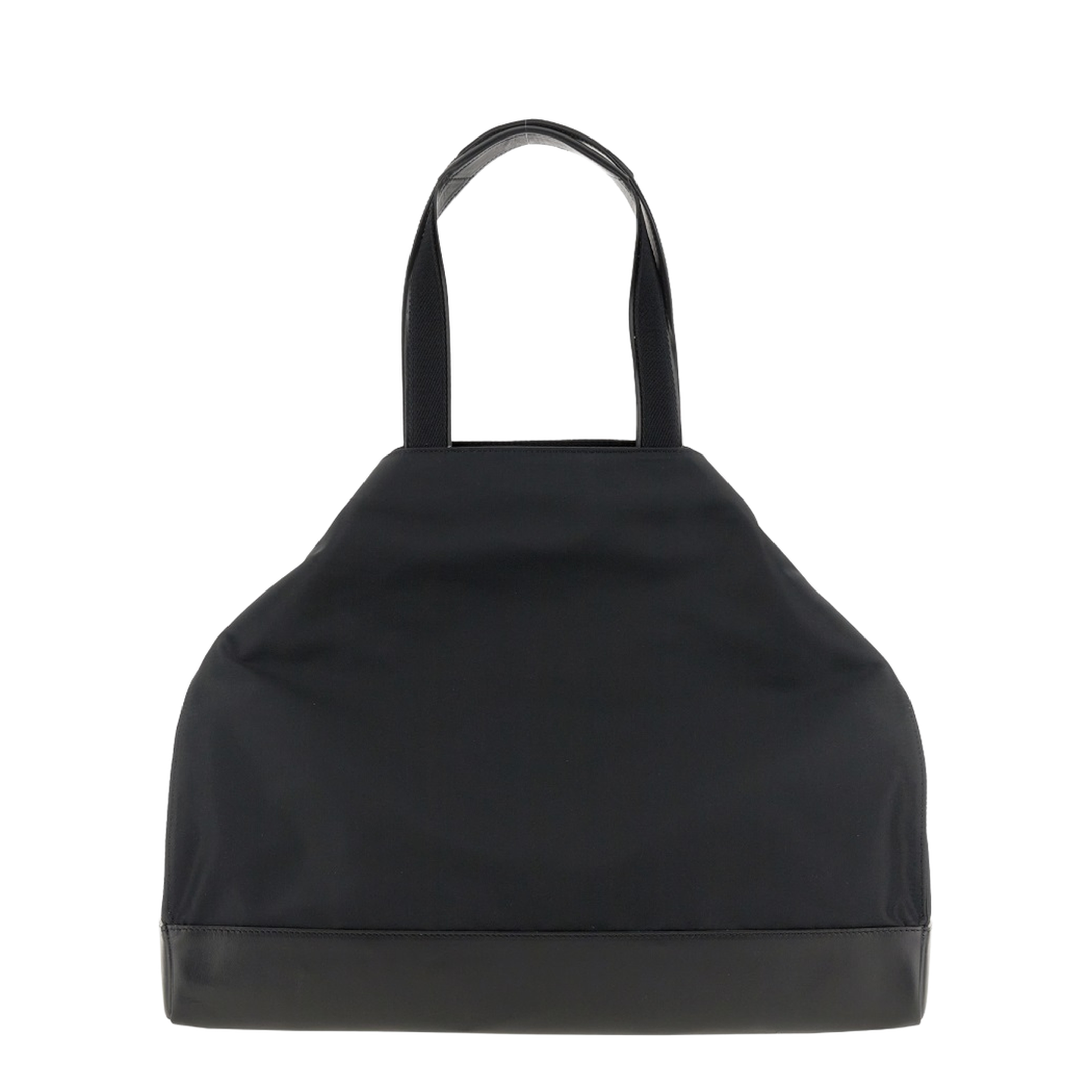 Logo Embroidered Fabric Tote Bag Black