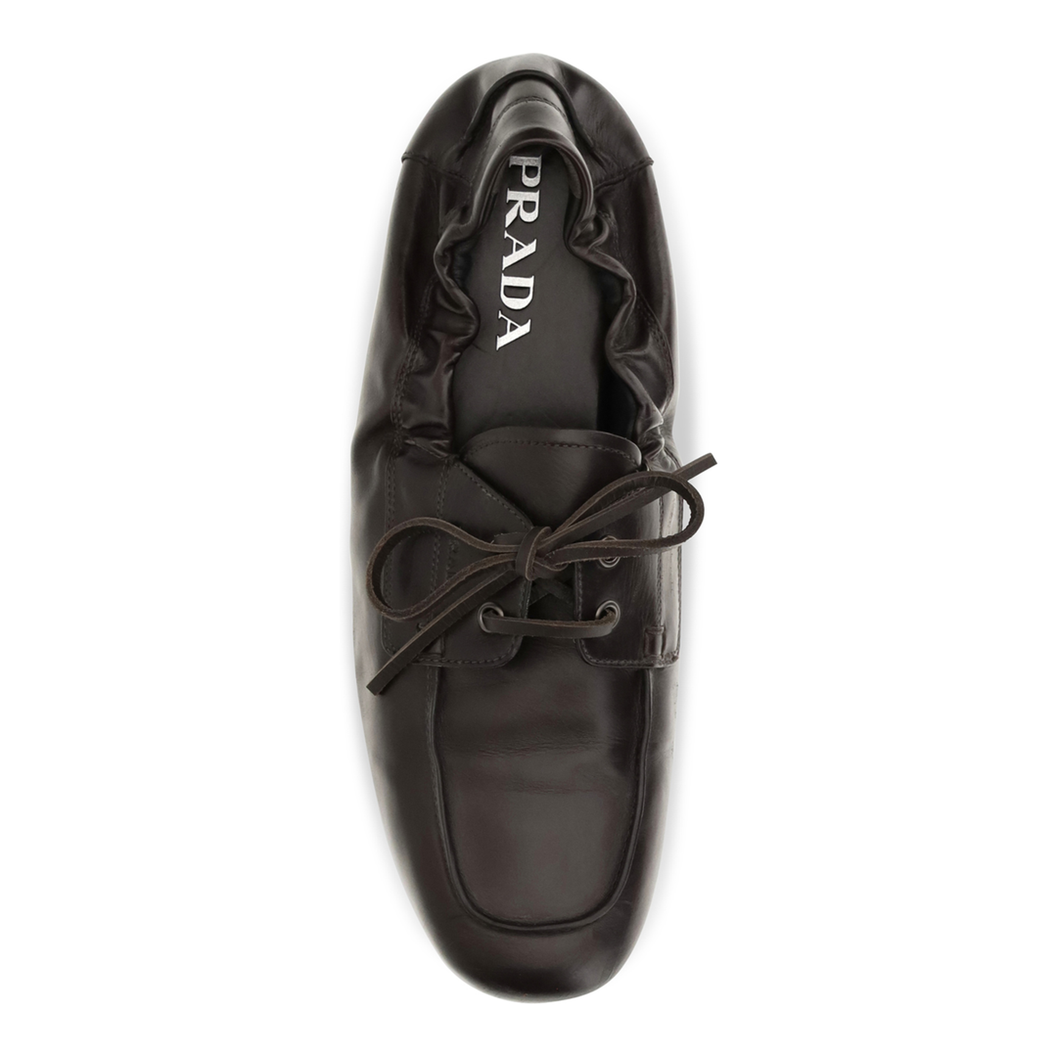 MAYFEYR - Prada - Aged Leather Lace-Up Sneakers - 2EG504FG0127V6