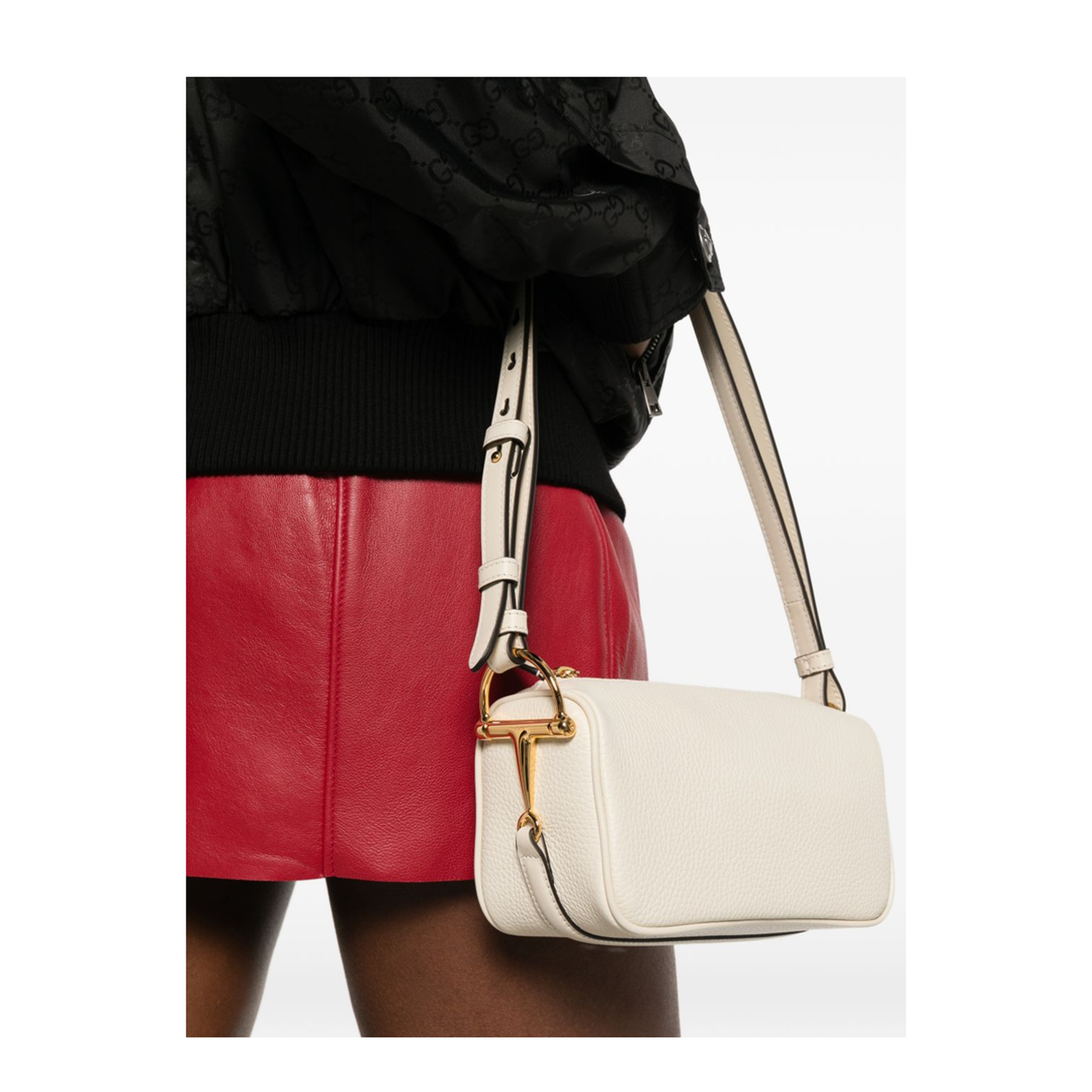 Half Horsebit Mini Soft Grain Leather Bag - Ivory