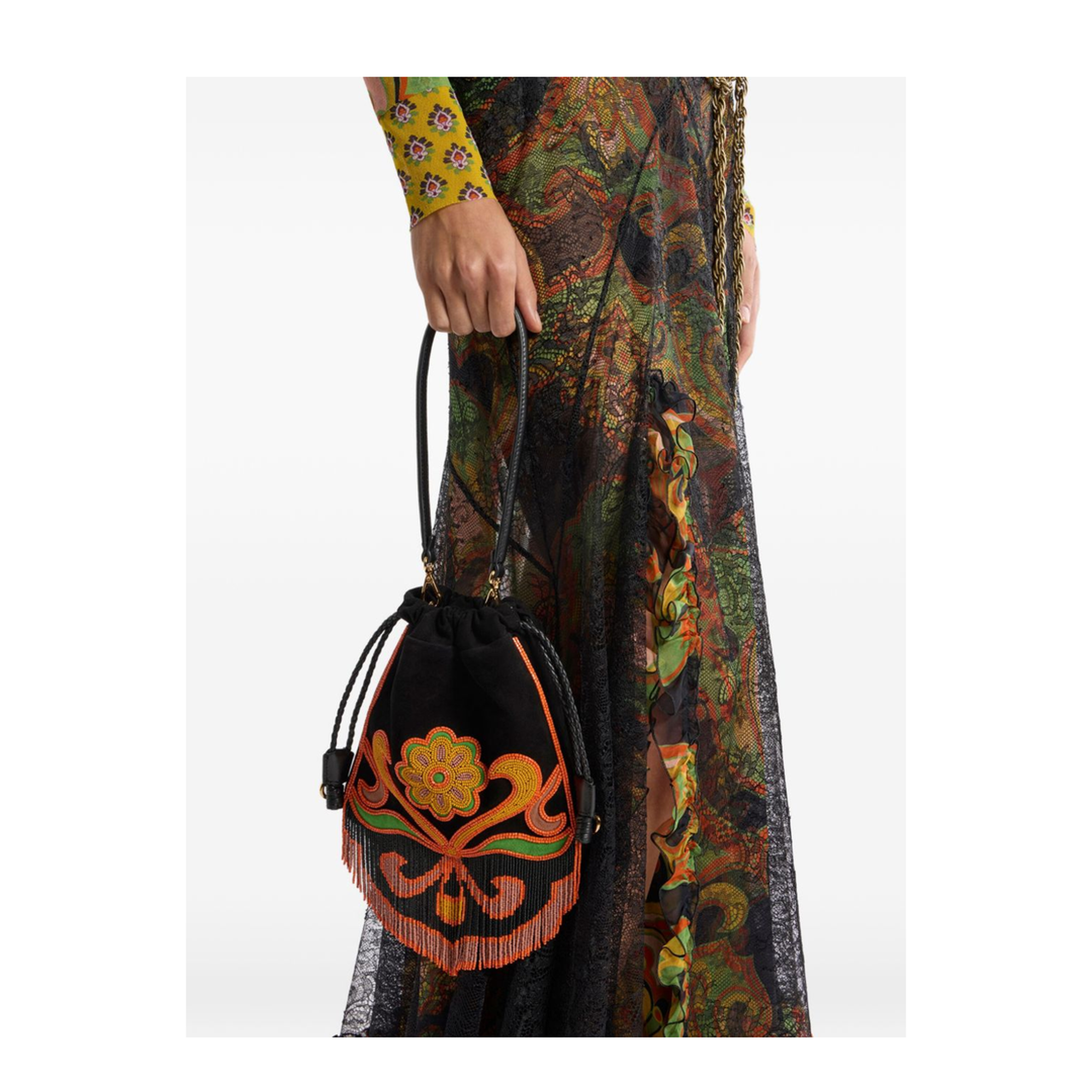 Small Kalispera Suede Bucket Bag - Black