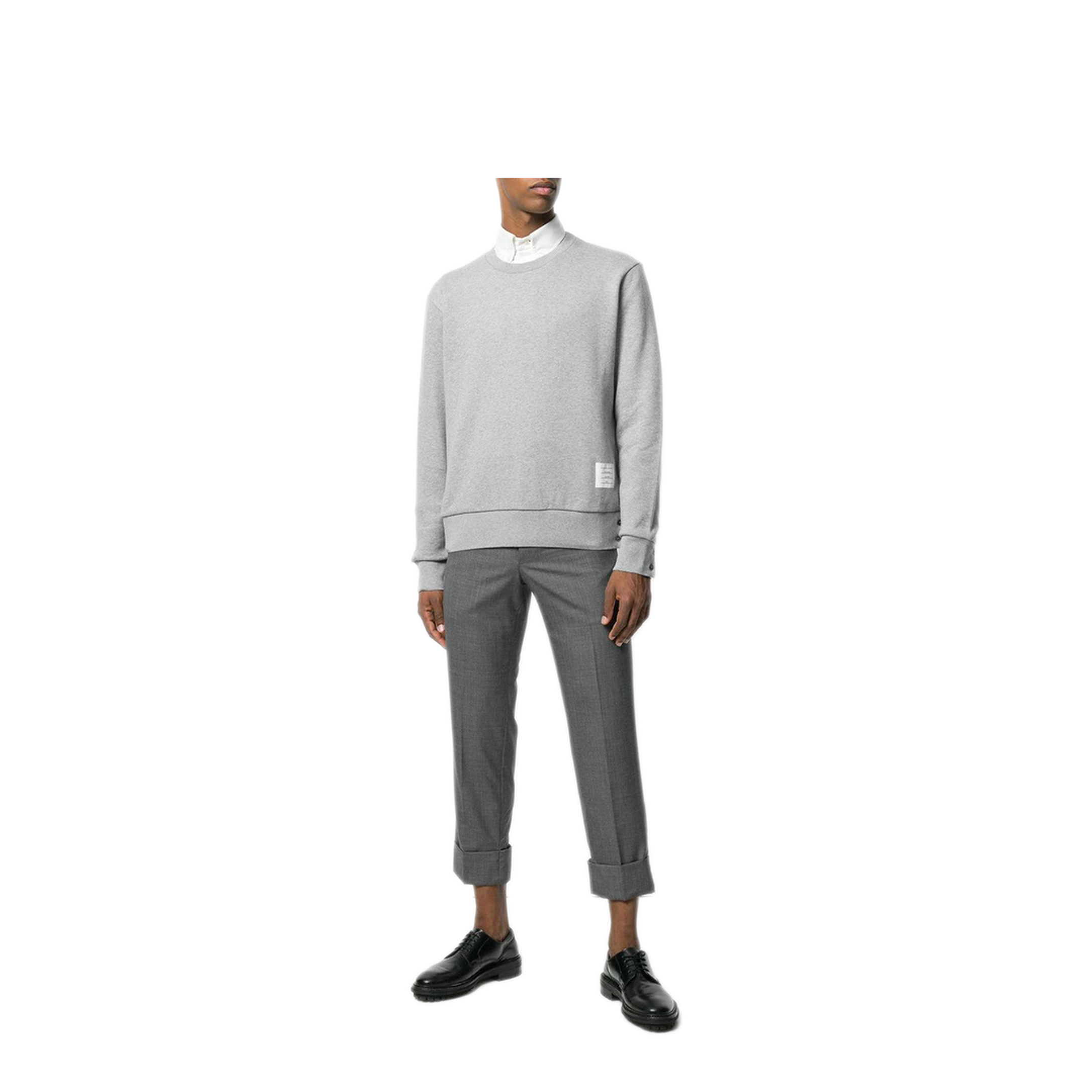 MAYFEYR - Thom Browne - Crewneck Pullover With Center-Back Rwb Stripe In Classic Loopback - MJT085A03377055