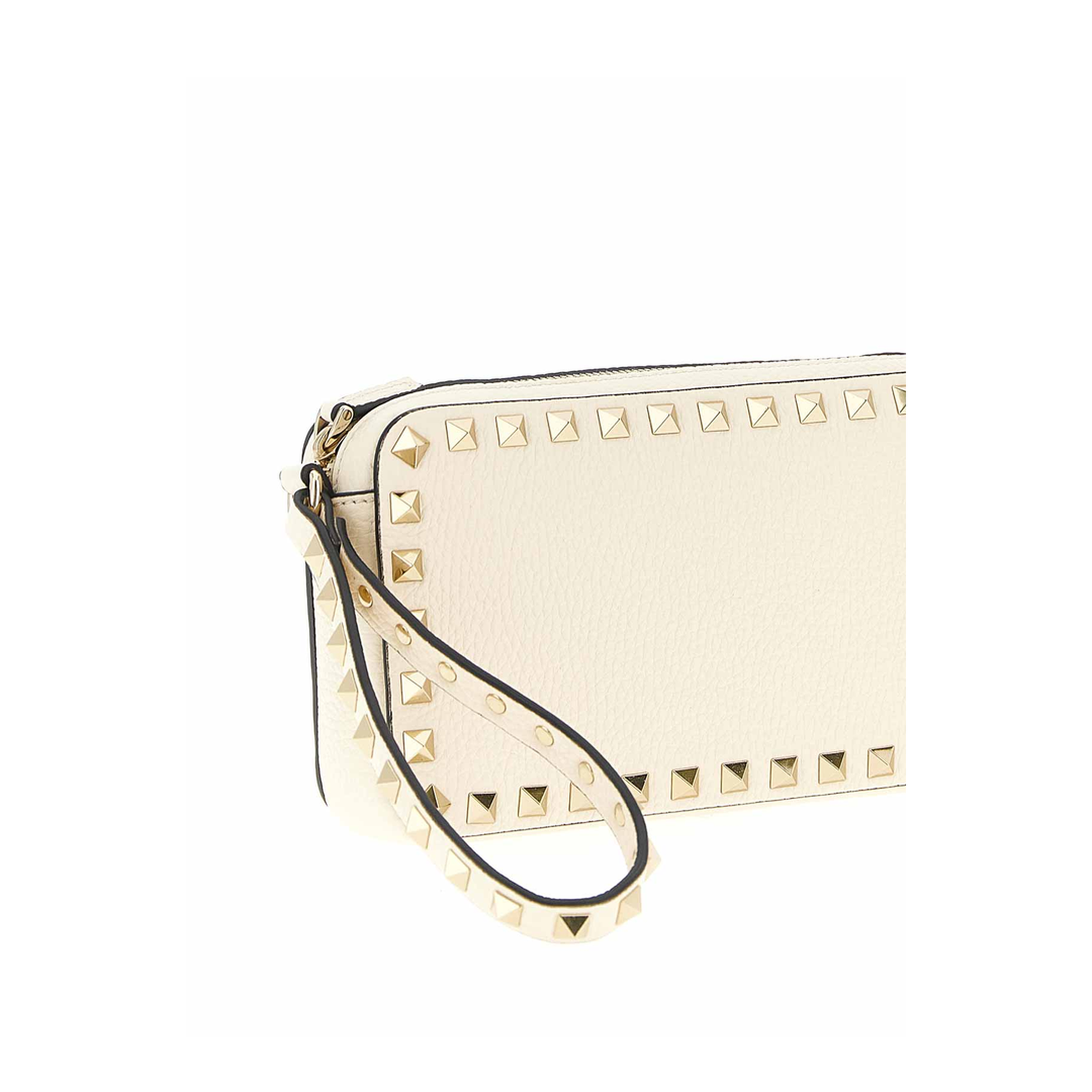 Rockstud Clutch Bag Leather White