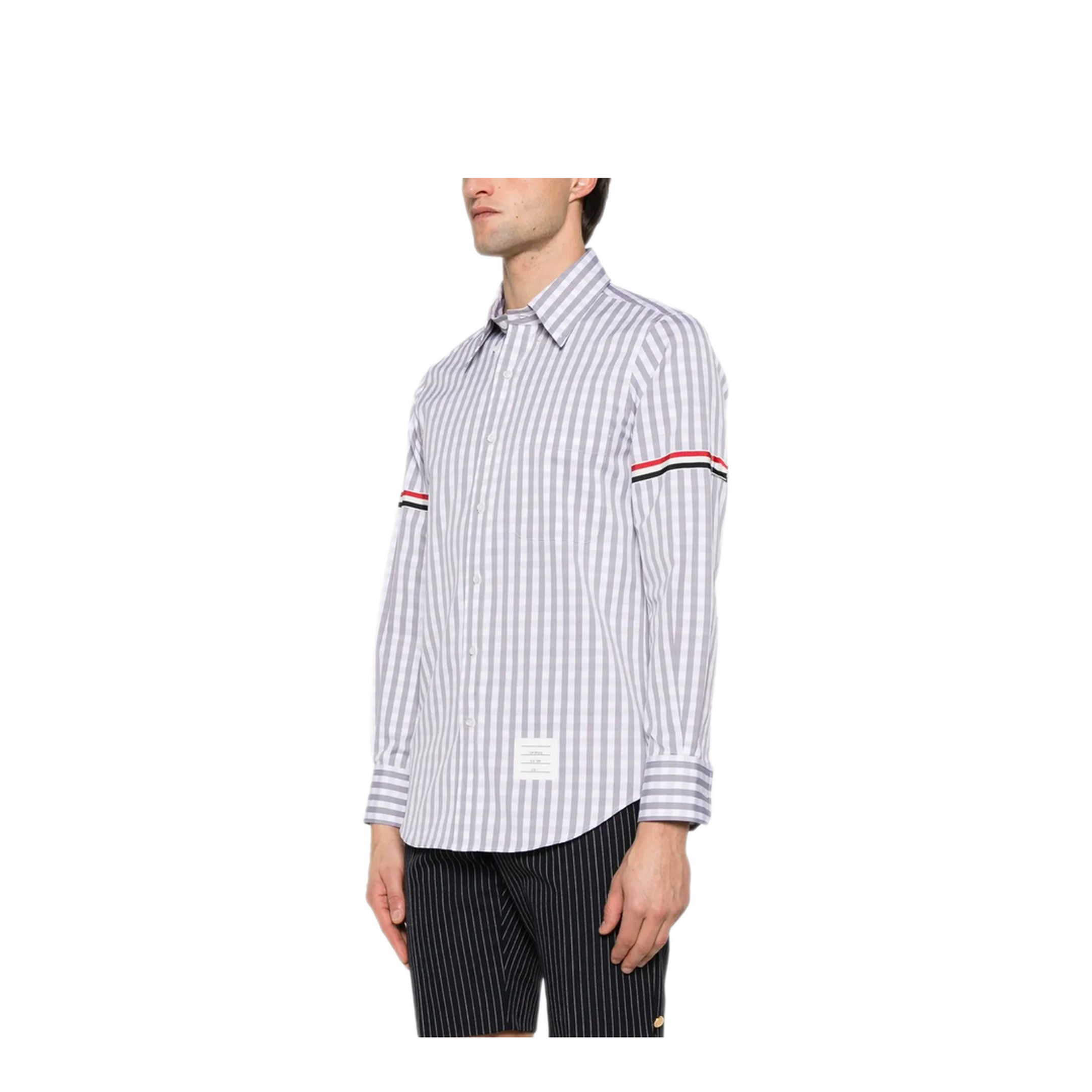 MAYFEYR - Thom Browne - Straight Fit L/S Shirt With Gg Armband In Gingham Check Poplin - MWL301OF0998035